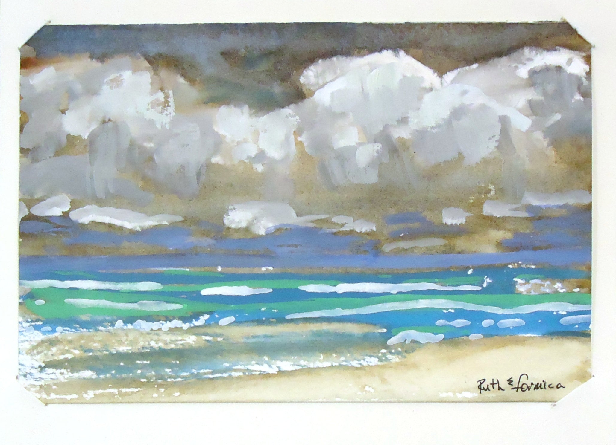 Ruth Formica Mixed Media Ocean Painting Notecard - Handmade Artwork for Home Decor, Gifts & Office Stationery | Perfect for Beach Lovers & Coastal Theme Decorations