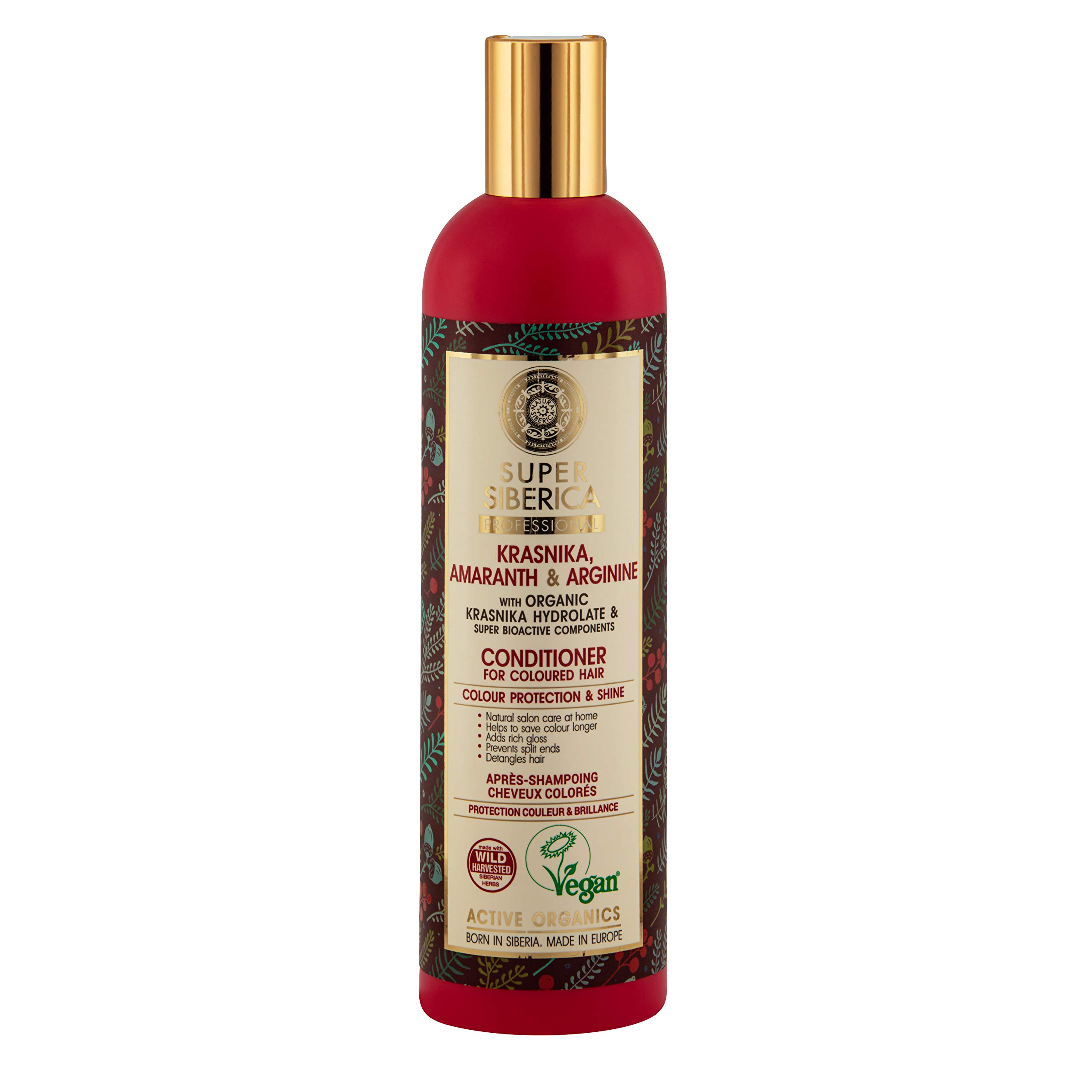 Natura Siberica Super Krasnika, Amaranth & Arginine Color Protection Conditioner for Colored Hair - 400ml | Sulfate-Free Hair Care for Vibrant, Long-Lasting Color | Perfect for Damaged, Dry & Chemically Treated Hair