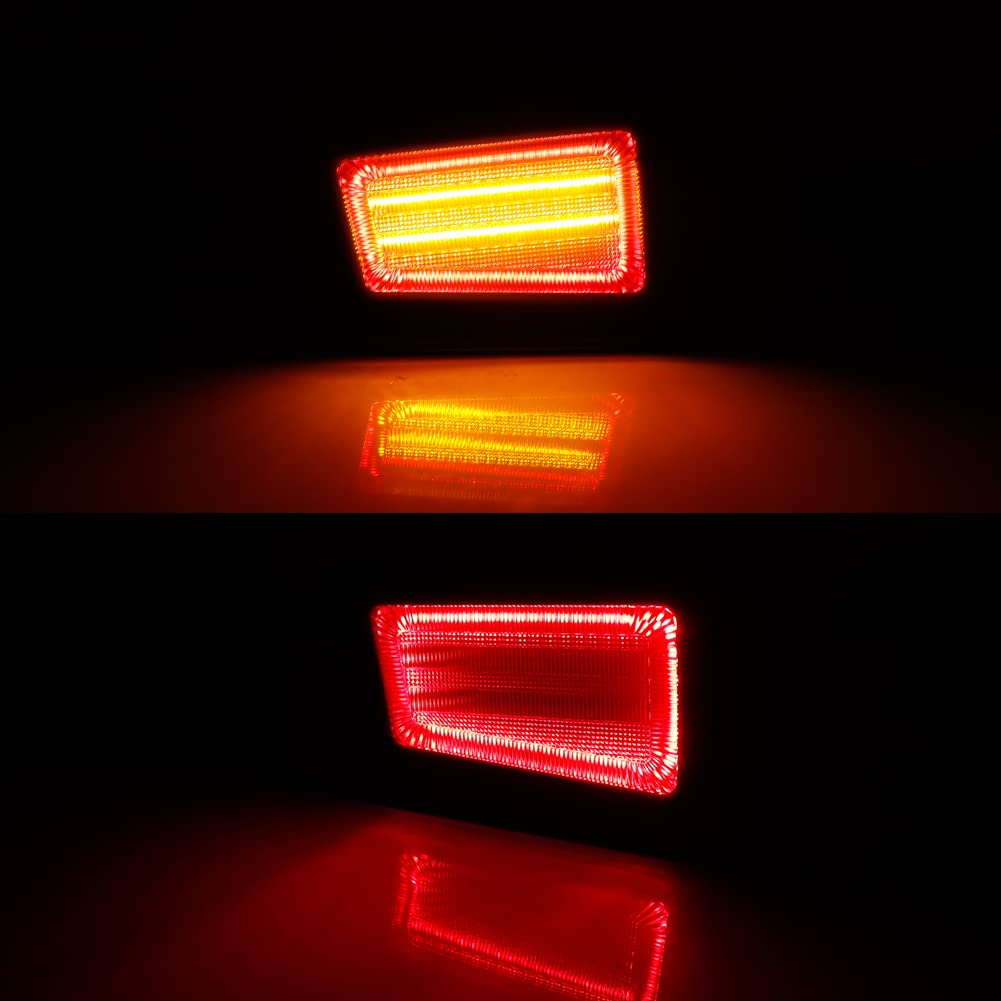 2005-2009 Hummer H2 LED Tail Lights - Smoked Lens 3-in-1 Rear Bumper Reflector with Turn Signal & Brake Light - Compatible for Fog Lamp Replacement - Perfect for Off-Roading & Night Driving Safety