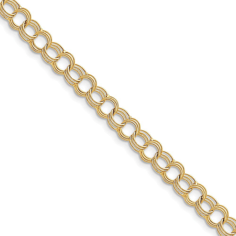 10K Solid Gold Triple Link Charm Bracelet for Women - Elegant & Durable Jewelry Gift for Birthday, Anniversary, or Special Occasions