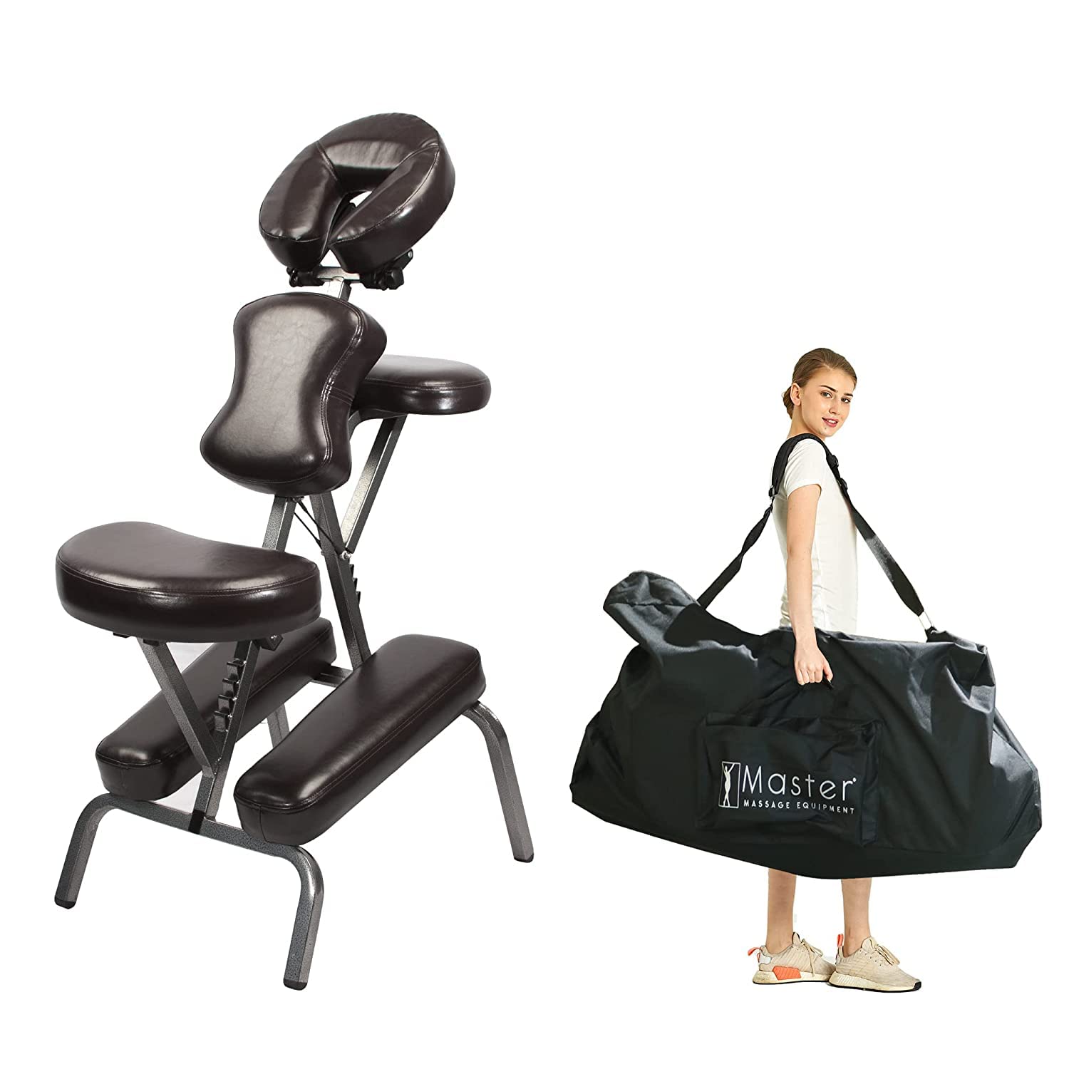 Adjustable Portable Folding Full Body Massage Chair with Heat - Master Massage Bedford Model, Coffee Brown, 11