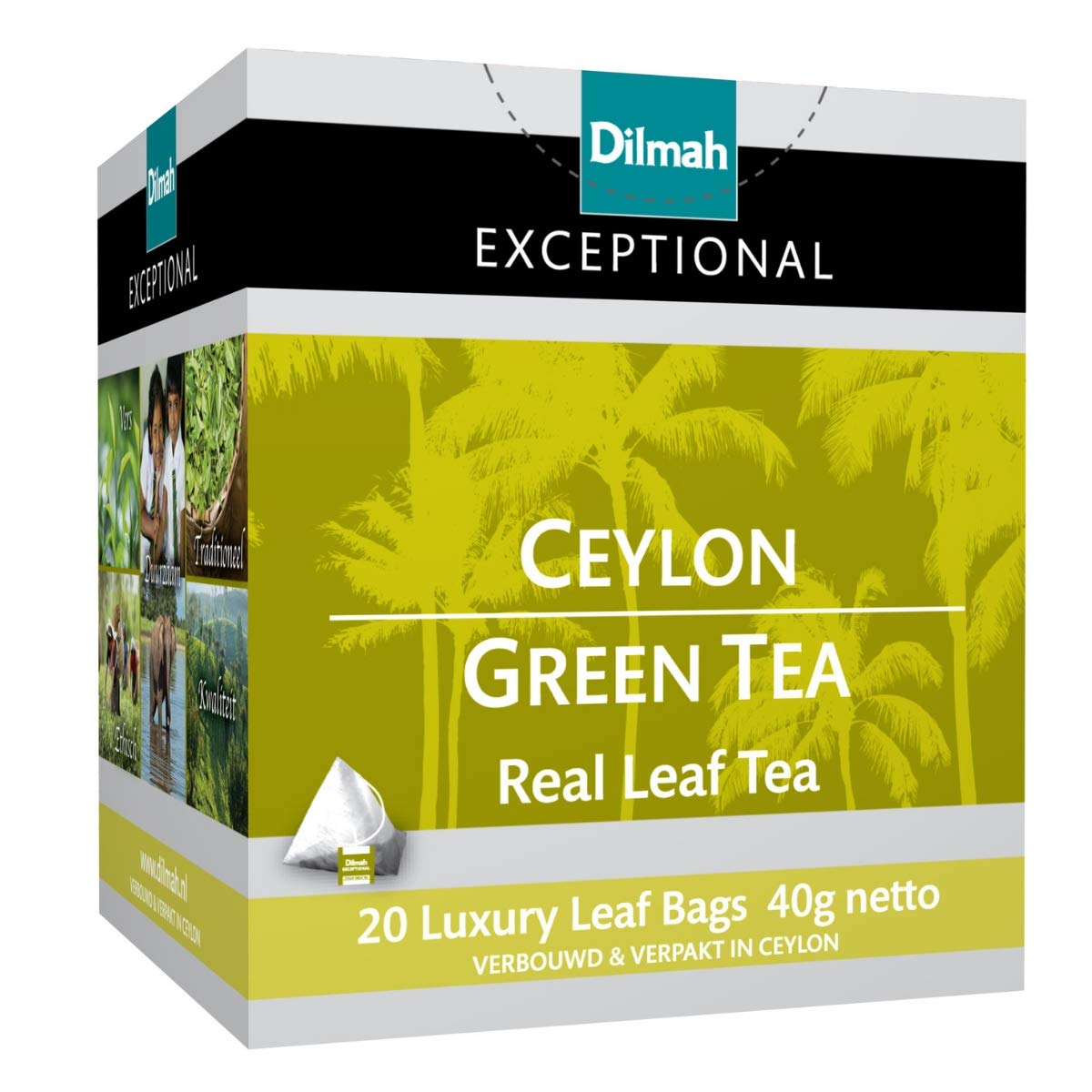 Dilmah Premium Ceylon Green Tea - 20 Luxury Leaf Tea Bags, Pure & Natural, Exceptional Quality | Perfect for Morning Boost, Afternoon Relaxation & Healthy Lifestyle