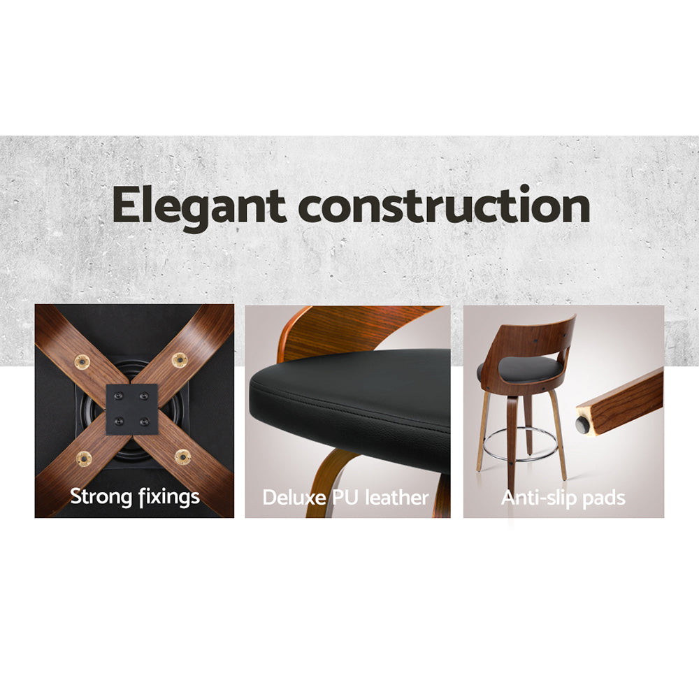2 Pack Swivel Bar Stools with Leather Upholstery - 30 Inch Height Counter Stools for Kitchen Island, Breakfast Bar & Home Decor
