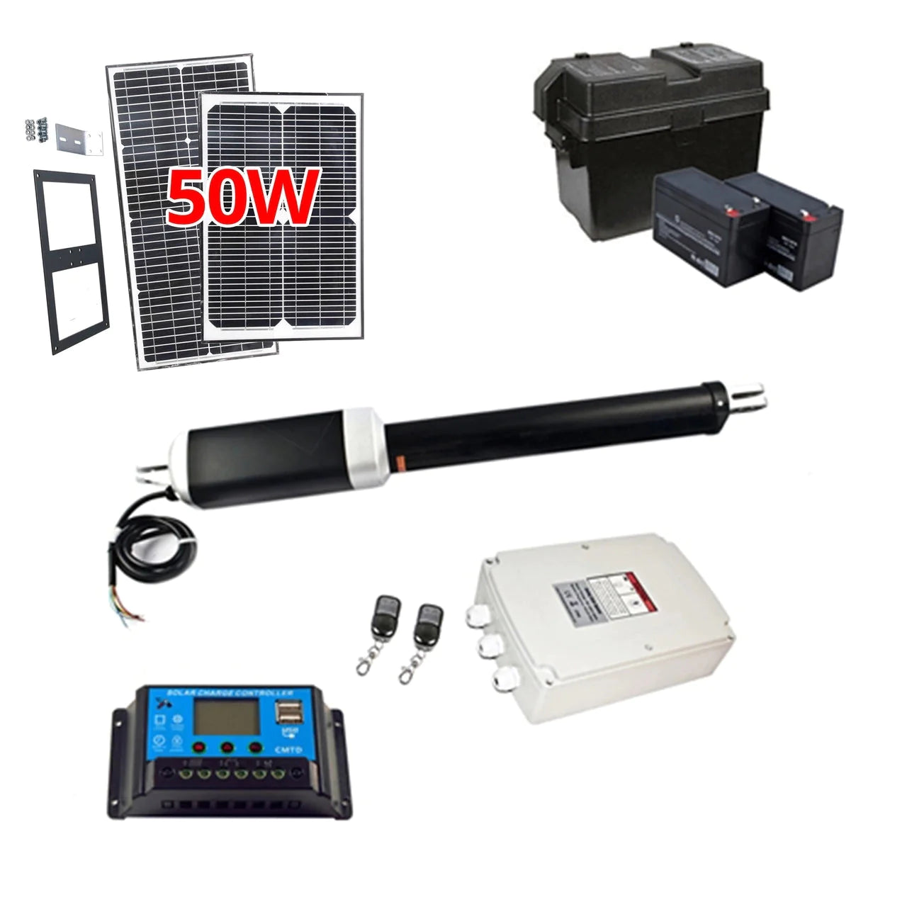 Aleko GG1300/AS1300 Dual Swing Gate Opener with Solar Kit 50W - Heavy Duty AC/DC Automatic Driveway Gate Operator for Home & Commercial Security
