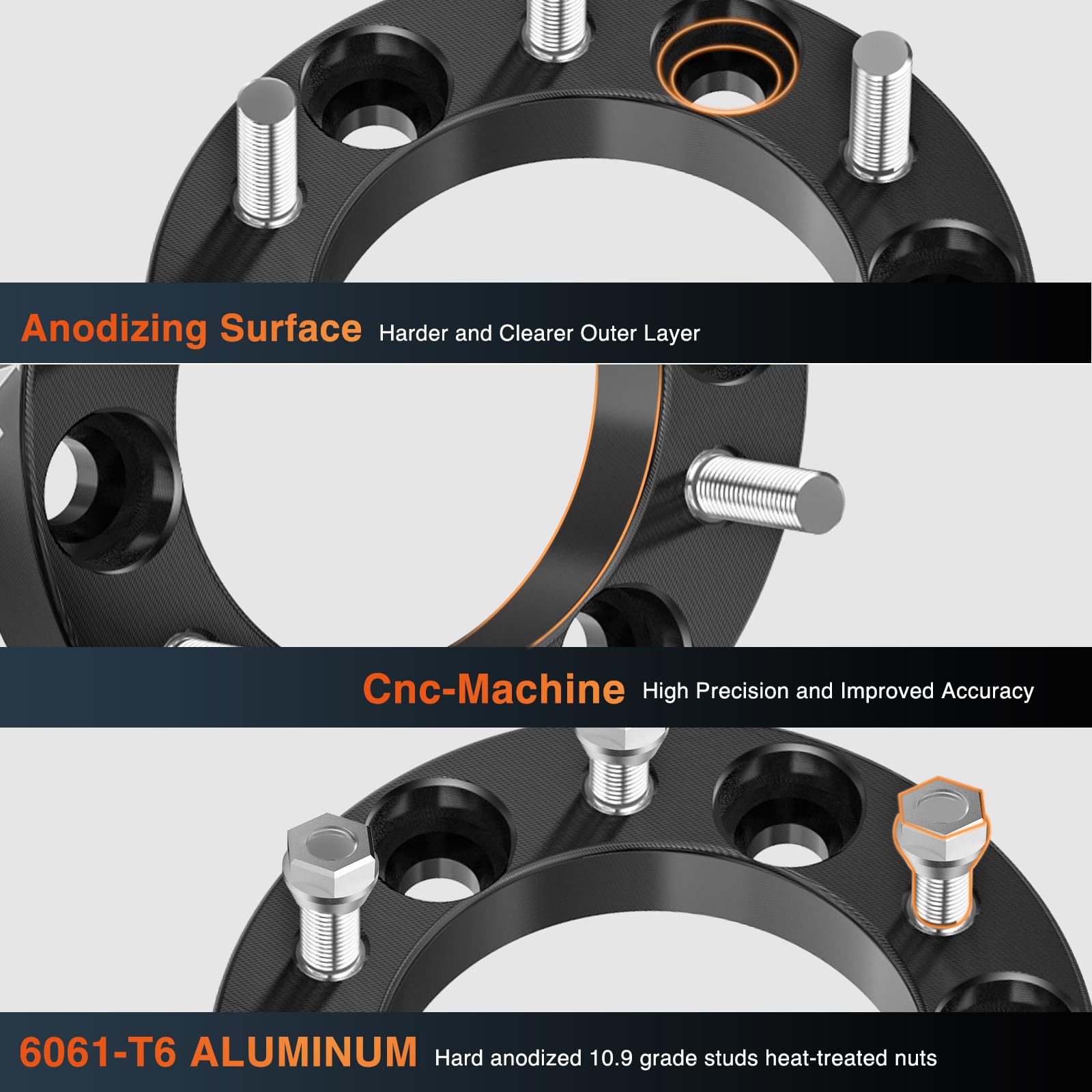 Nilight 2 Inch Wheel Spacers 6x135 for Ford F150 Expedition Navigator 2015-2022 - Hubcentric 87.1mm Bore with M14x1.5 Studs (4PCS) - Off-Road & Truck Customization Upgrade