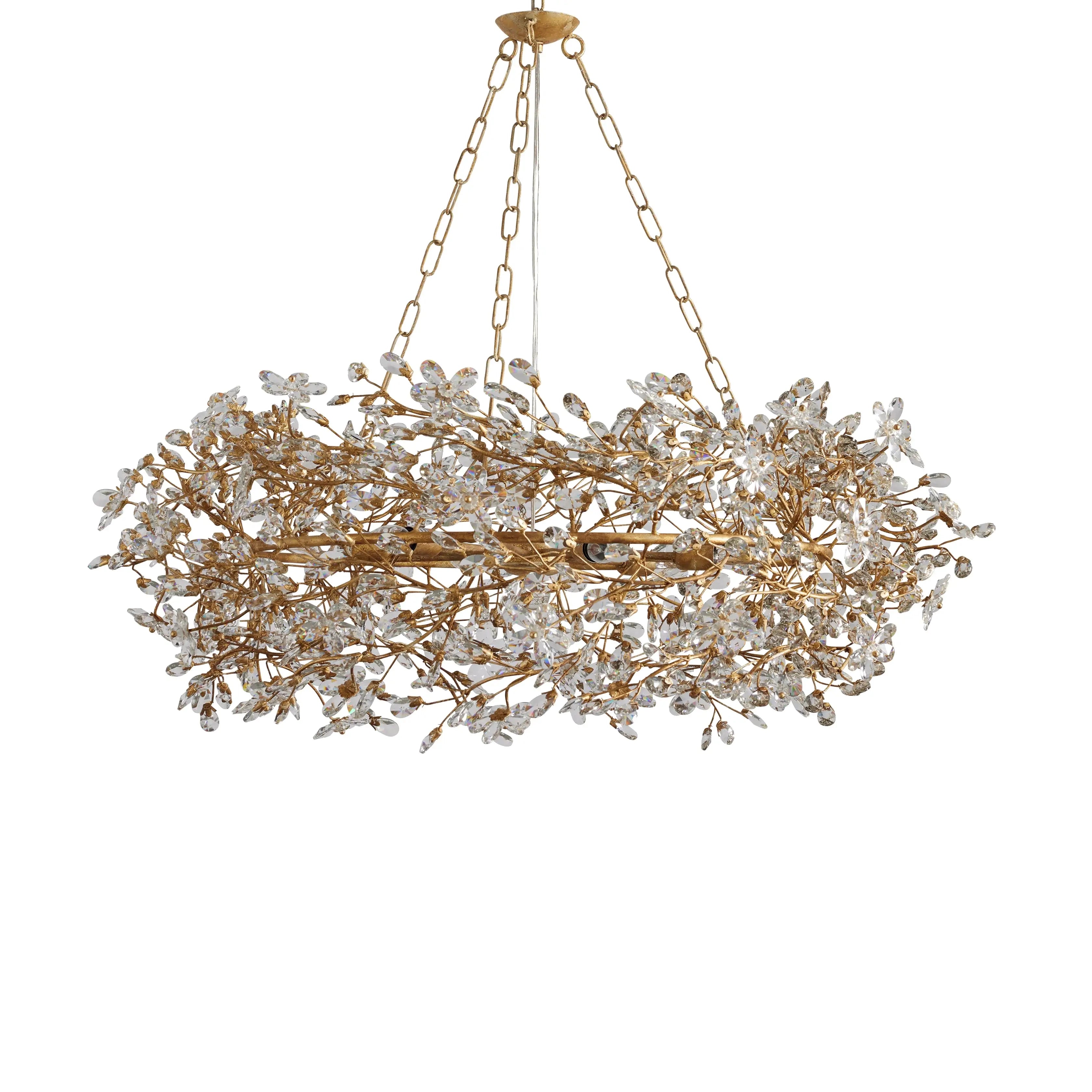 Fiore Crown Chandelier - 39/48/60 Inch Modern Crystal Ceiling Light Fixture for Dining Room, Living Room & Bedroom | Elegant Home Decor Lighting