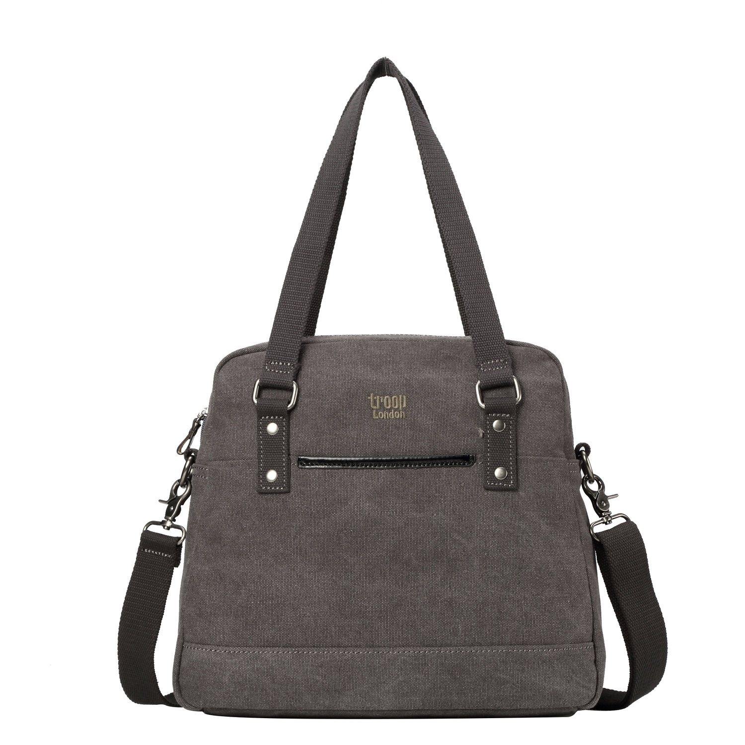 TRP0506 Troop London Classic Canvas Shoulder Bag - Durable Unisex Messenger Bag for Work, Travel & School | Water-Resistant Casual Crossbody Bag with Multiple Pockets
