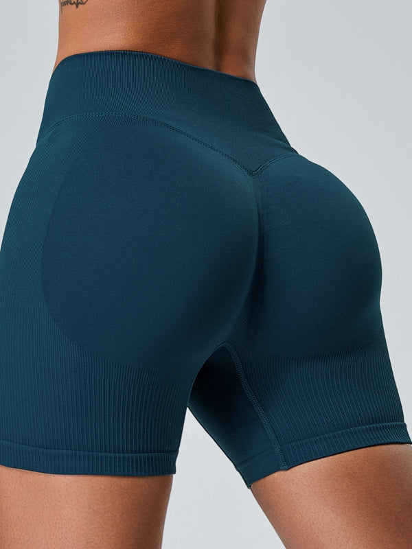 ZASUWA Women's High Waisted Ribbed Scrunch Bum Seamless Workout Shorts - Yoga, Running, Gym & Lounge Wear