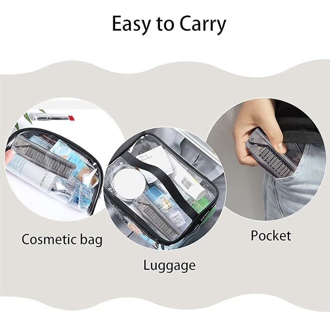 GITGRNTH Portable Travel Folding Hair Brush - Compact Foldable Comb for Women & Men, Double Headed Pocket Size (2 Pack) - Perfect for Travel, Gym, Office & On-the-Go Styling