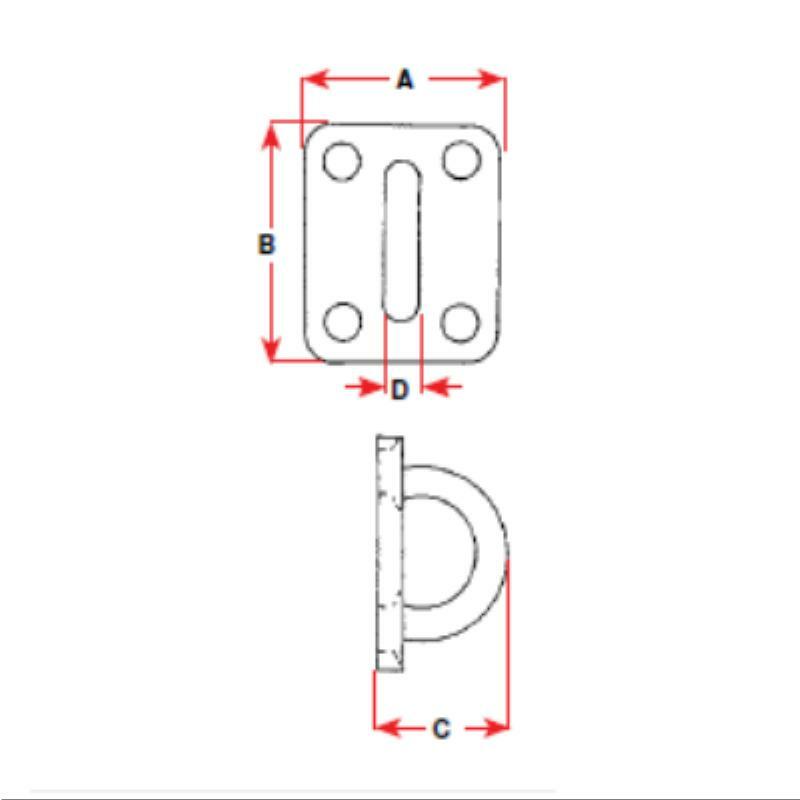 Stainless Steel BLA Pad Eyes with 8mm Thread - Heavy Duty Rectangular Marine Hardware for Boats, Ships, and Industrial Use
