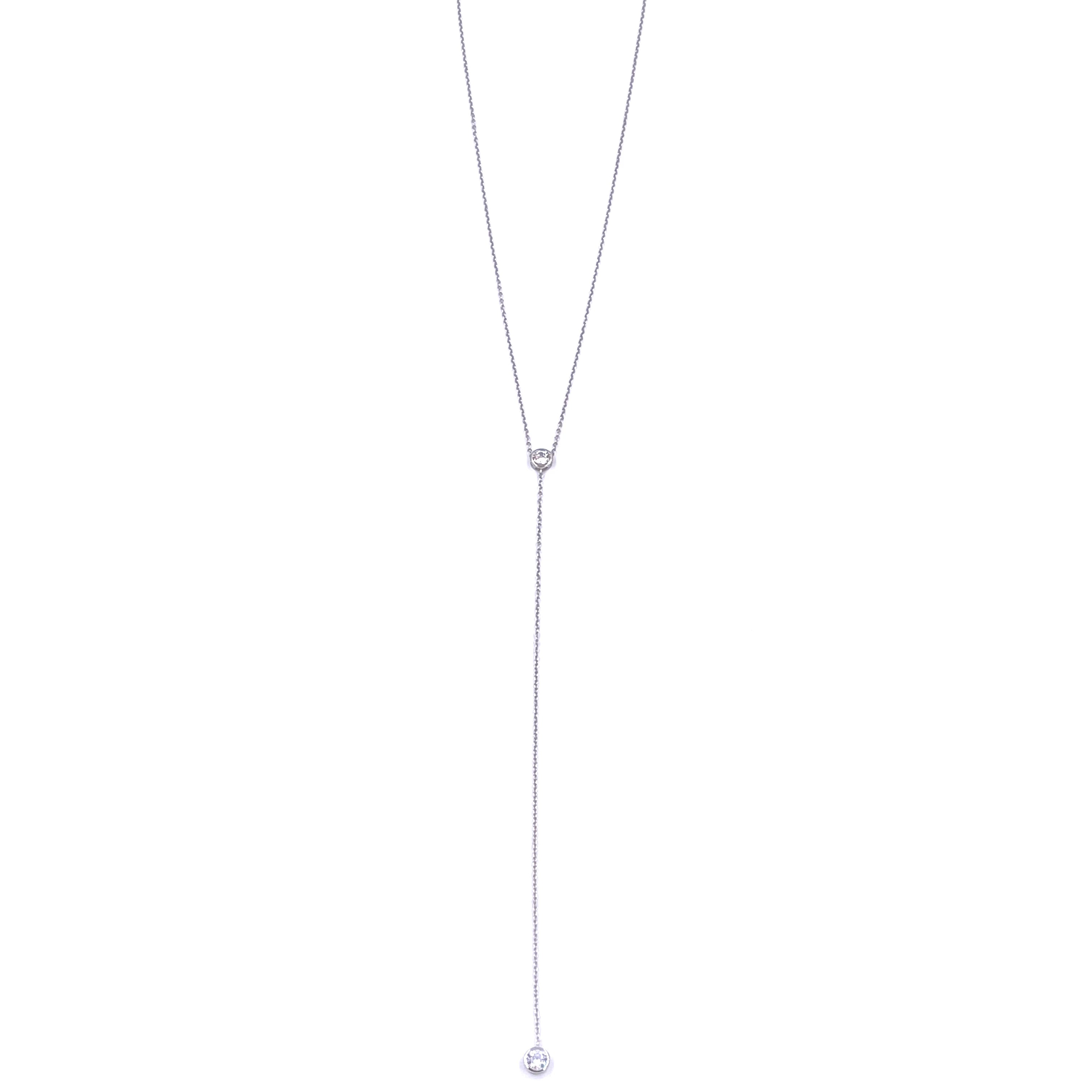 Ashley Gold Sterling Silver CZ Center & Drop Lariat Necklace for Women - Elegant Layered Pendant Chain Jewelry for Party, Wedding & Evening Wear