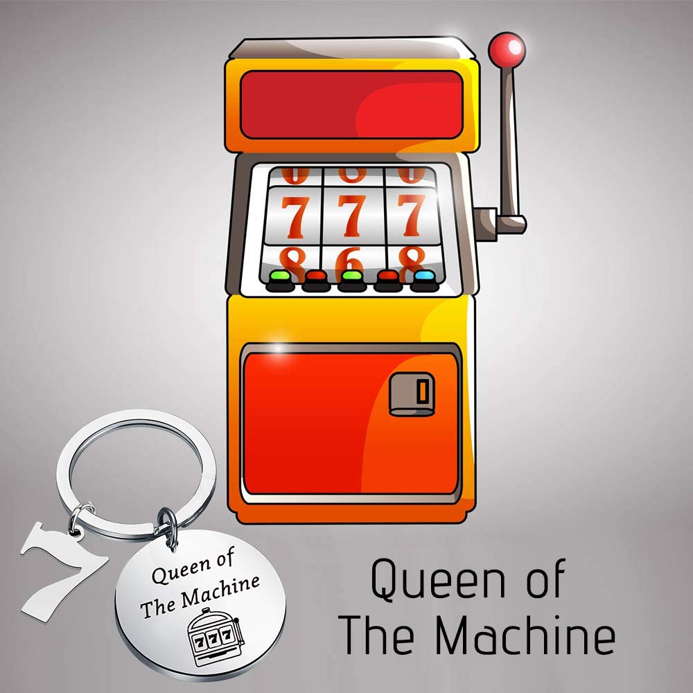 Slot Machine Keychain - Queen of The Machine Gambling Jewelry for Casino Lovers | Unique Slot-Themed Gift for Casino Enthusiasts | Perfect for Casino Nights, Gifts & Collectibles