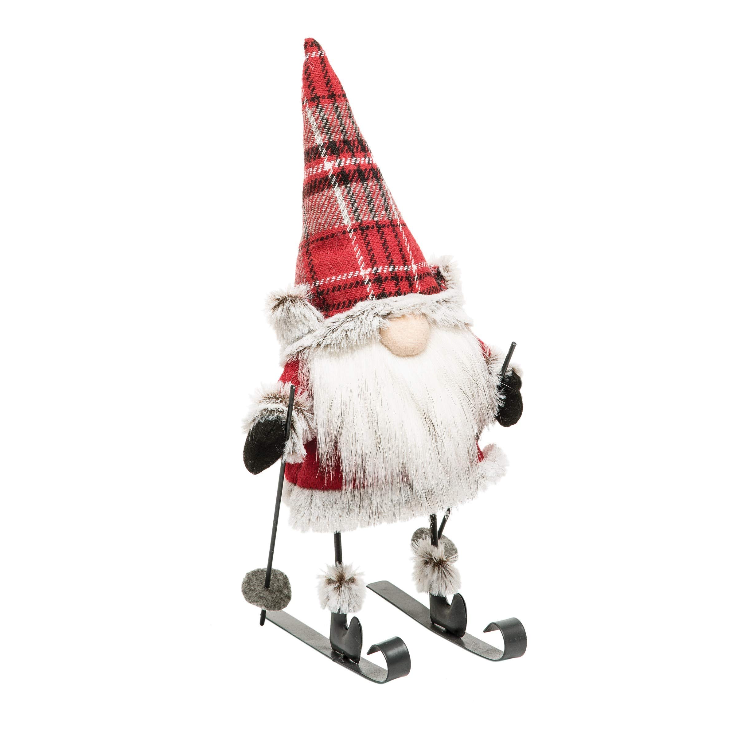 GALLERIE II Lumberjack Gnome on Skis Figurine - Red Christmas Decoration for Home, Garden & Winter Holiday Decor