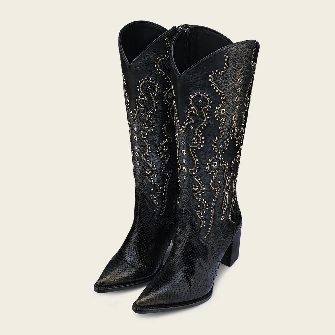 Cuadra Black Python Boots for Women - Stylish & Comfortable Western Boots for Cowgirl Fashion, Night Out & Country Events
