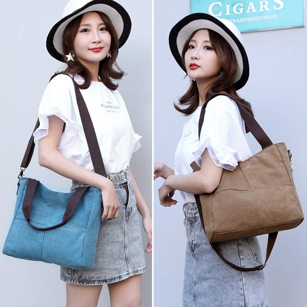 Women's Canvas Tote Bag - Small Crossbody Purse for Work & Travel