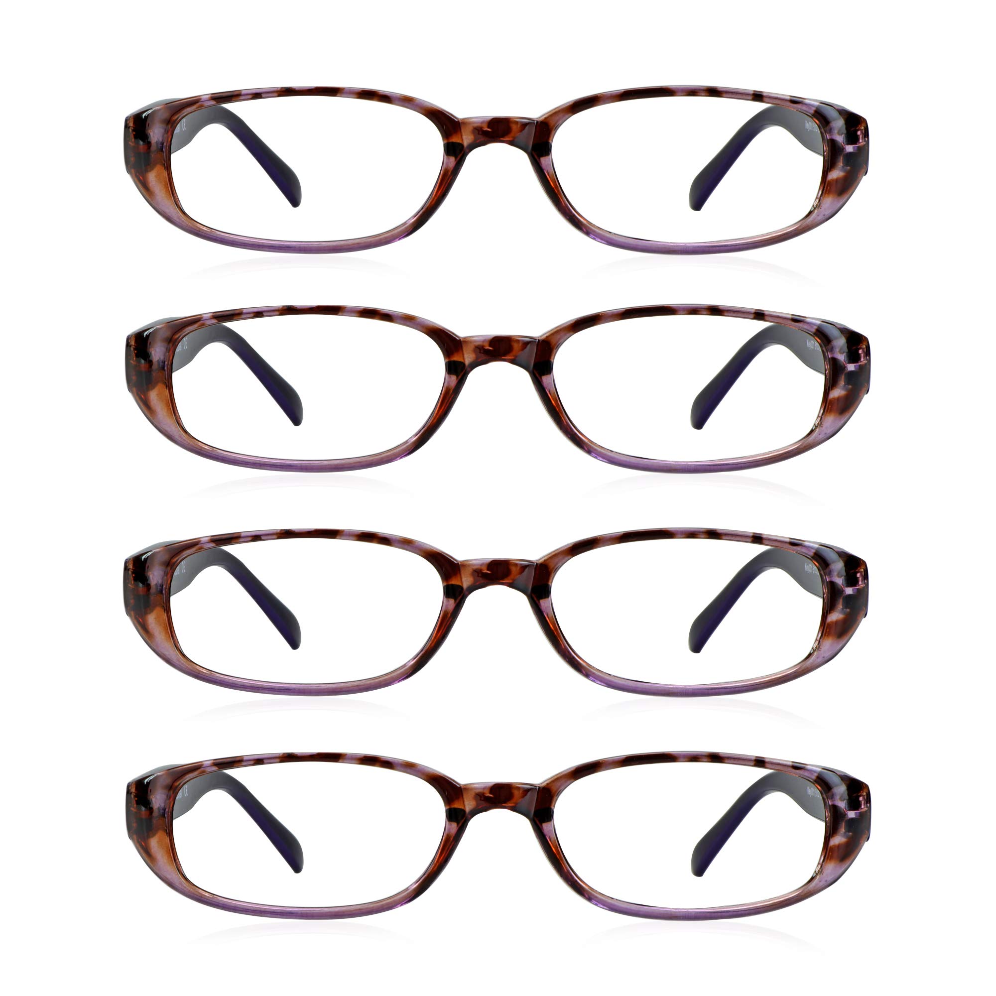 LifeArt 4 Pairs Reading Glasses with Blue Light Blocking - Anti-Eye Strain Computer Glasses for Men & Women - Perfect for Office Work, Gaming & Screen Time