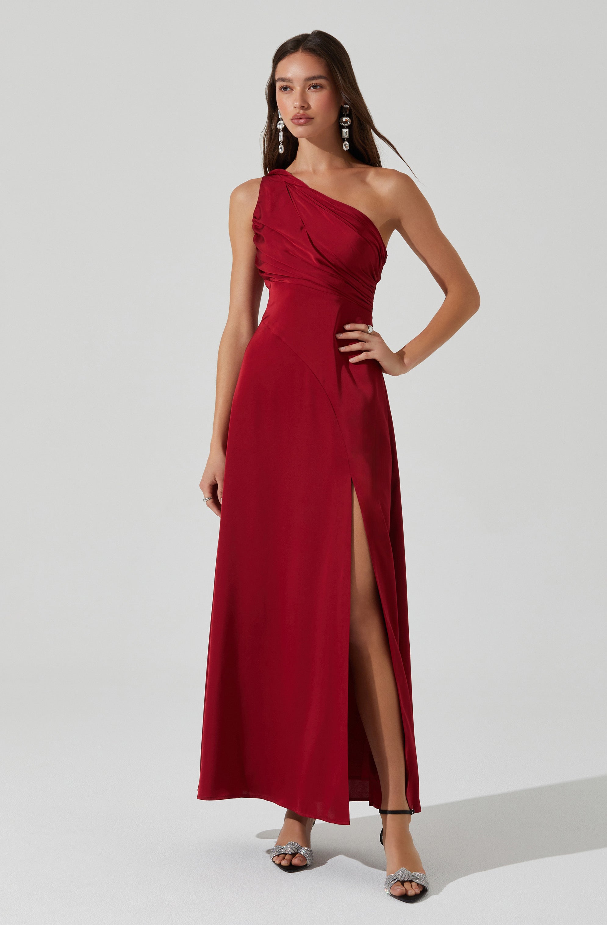 Elegant Atoila One Shoulder Satin Maxi Dress for Women - Formal Evening Gown, Prom, Wedding Guest & Special Occasions