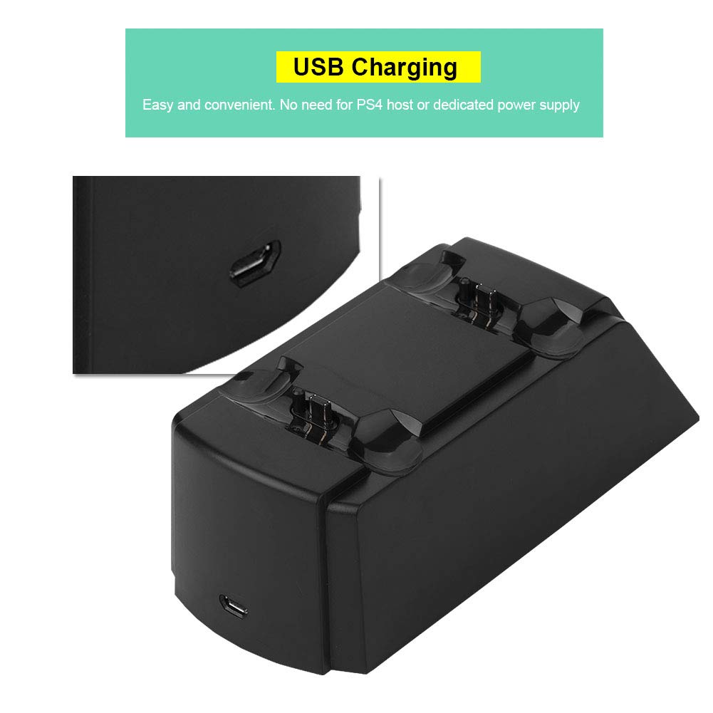 Dual PS4 Controller Charger Station - Fast 2-in-1 USB Charging Dock with LED Indicator for PlayStation 4 Gamepads | Perfect for Multiplayer Gaming & Overnight Charging