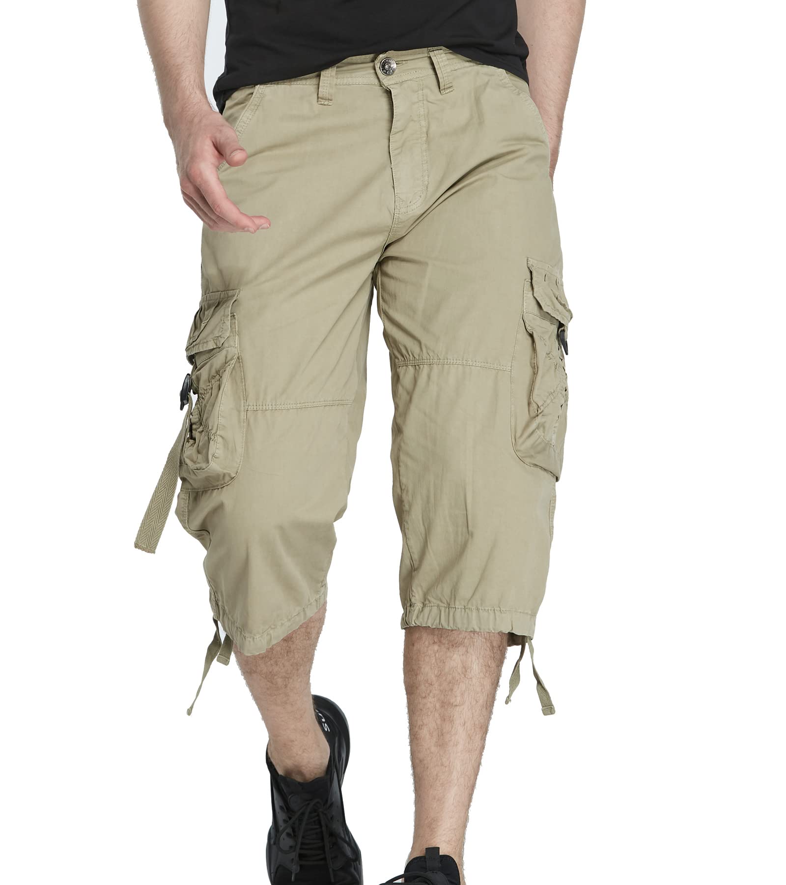 Men's 3/4 Length Cargo Shorts - Below The Knee Casual & Utility Shorts for Outdoor Activities, Hiking, and Summer Wear