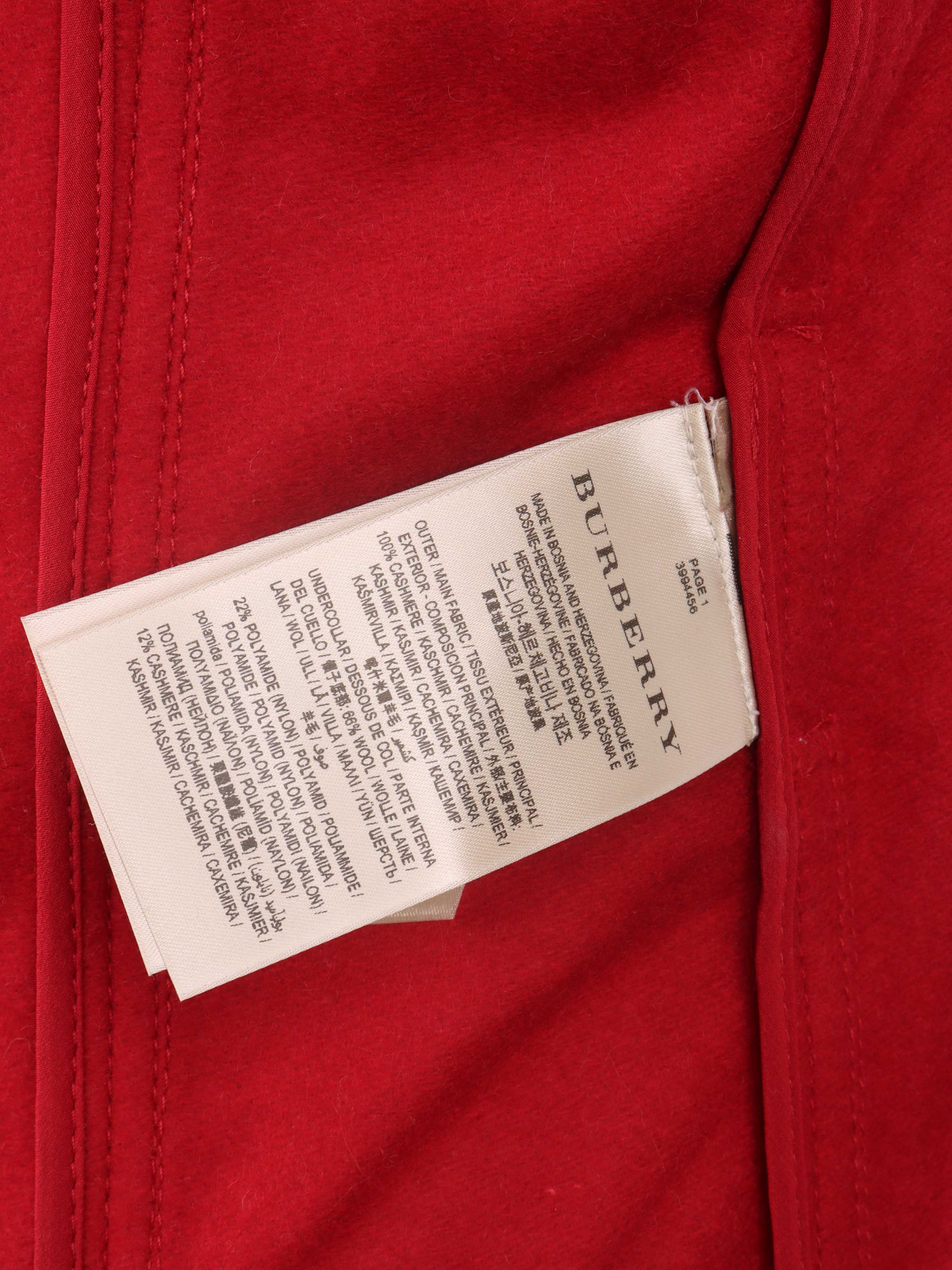 Burberry Red Cashmere Coat for Women - Luxury Winter Warm Wool Blend Trench Coat | Perfect for Office, Parties & Holiday Outfits