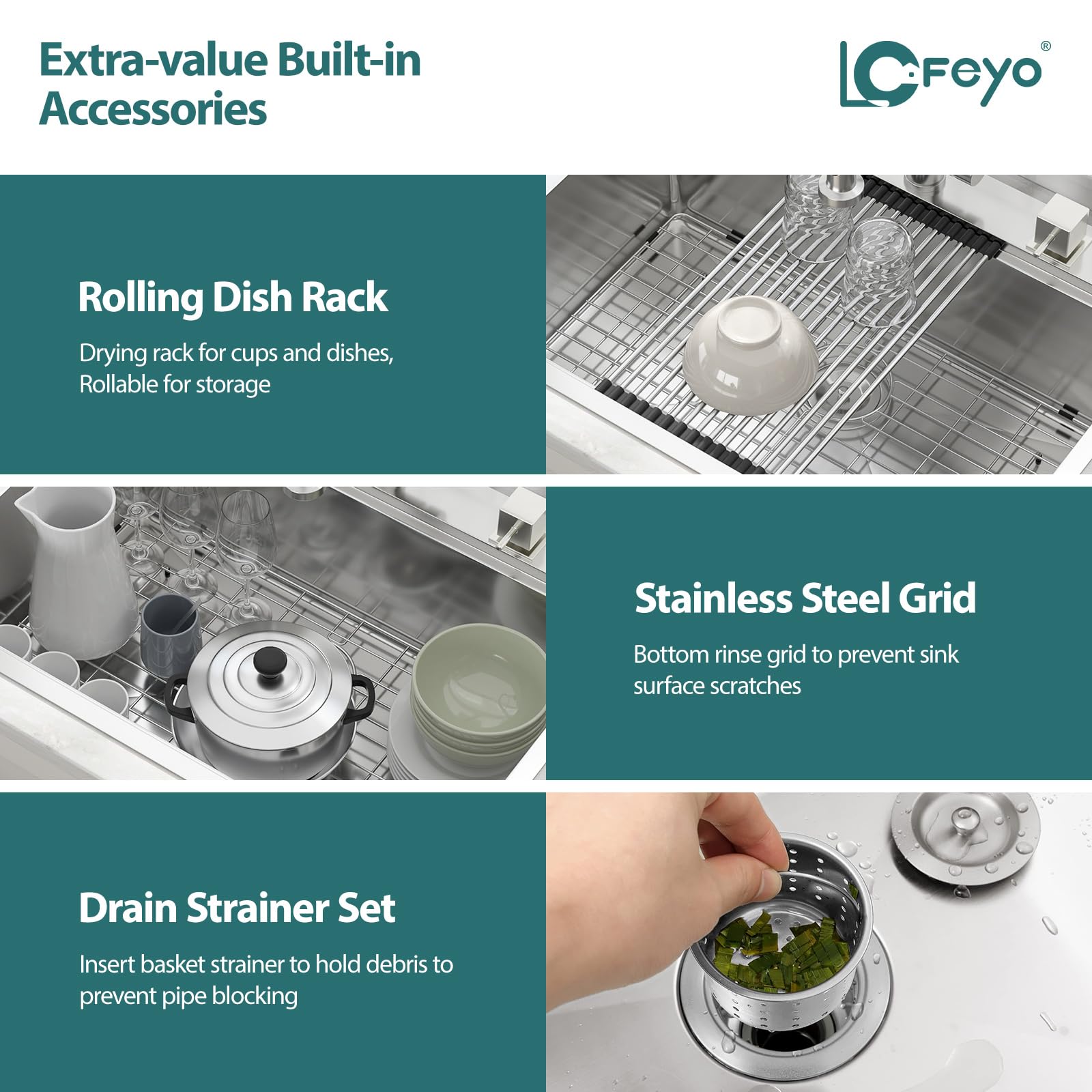 30”x22“ Drop-In Workstation Kitchen Sink - 16 Gauge Stainless Steel Handmade Single Bowl with Ledge Topmount - Contemporary Deep Basin for Modern Kitchens (Perfect for Meal Prep, Dishwashing & Entertaining)