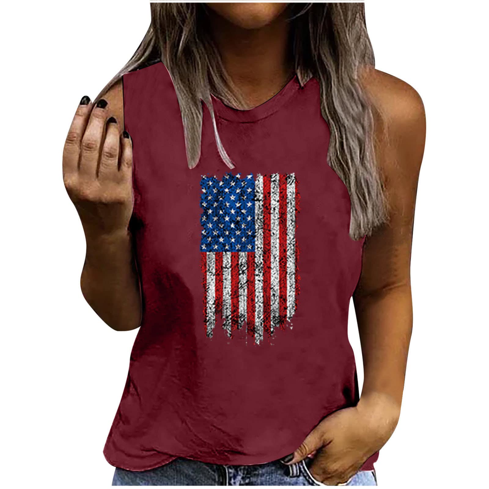 Women's Summer Sleeveless Vest Tee - Casual Independence Day Tank Top for Vacation & Beach Wear | Breathable Comfort T-Shirt for Outdoor Activities