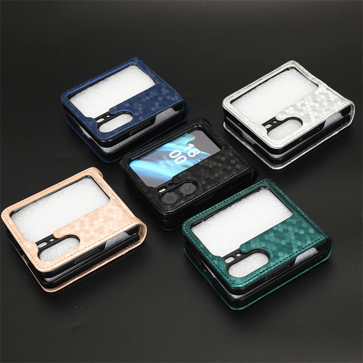 RonRun PU Leather Flip Wallet Case for Oppo Find N2 Flip - Rose Gold | Card Holder & Stand for Daily Use