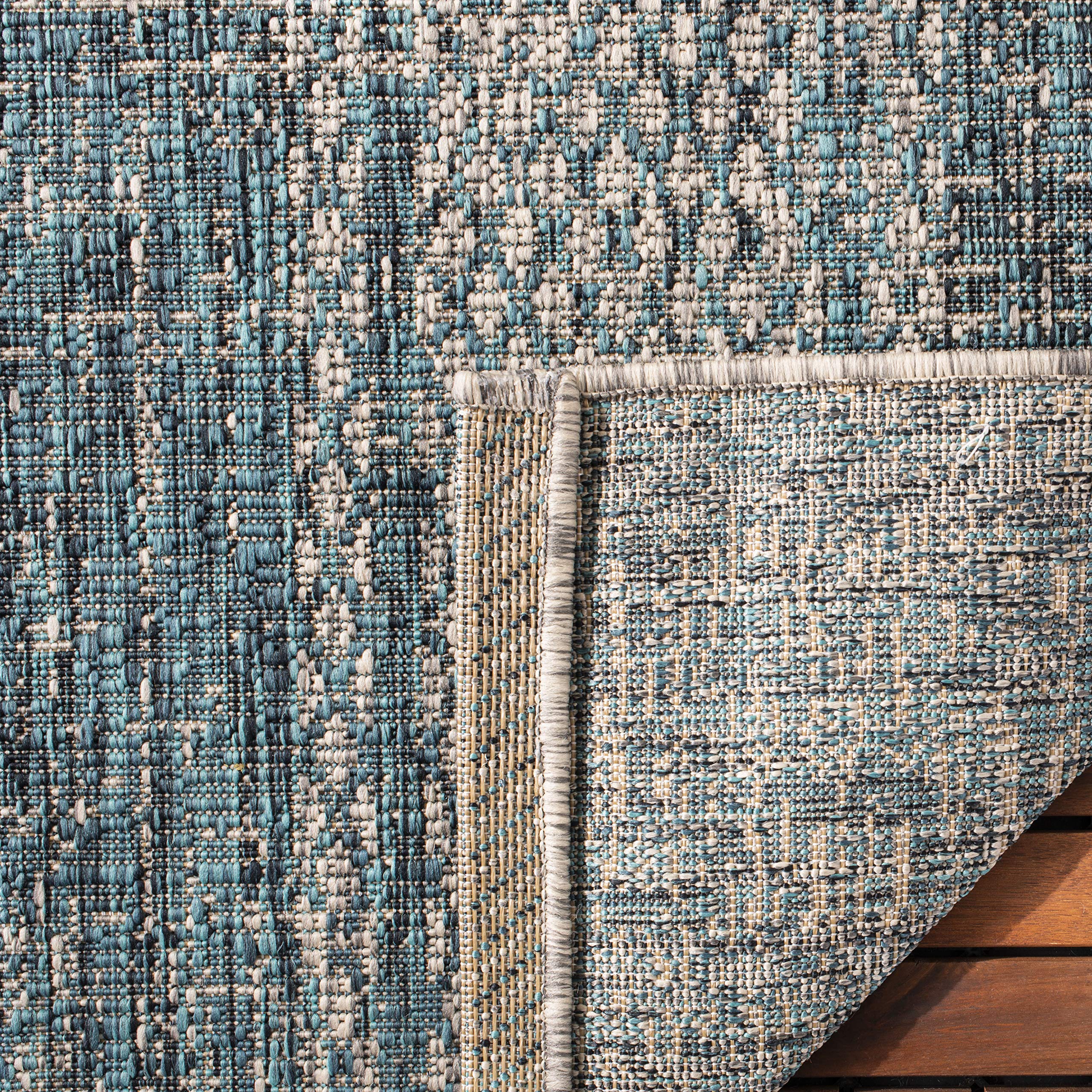 SAFAVIEH Courtyard Collection 9' x 12' Light Grey Teal Indoor Outdoor Waterproof Rug - Easy to Clean, Stain Resistant Area Carpet for Patio, Backyard, Mudroom, Deck & Poolside (Model CY8736)