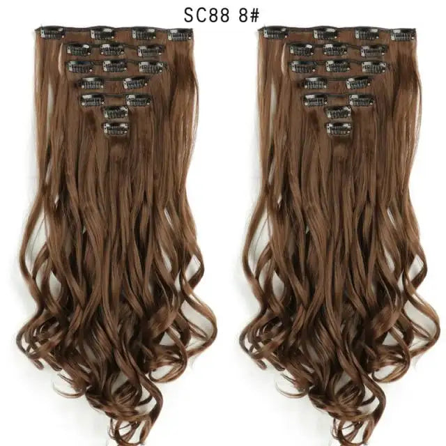 Clip on Hair Extensions 6pc Set - Human Hair Clip Ins for Volume & Length - Easy to Use & Reusable - Perfect for Parties, Weddings & Everyday Styling