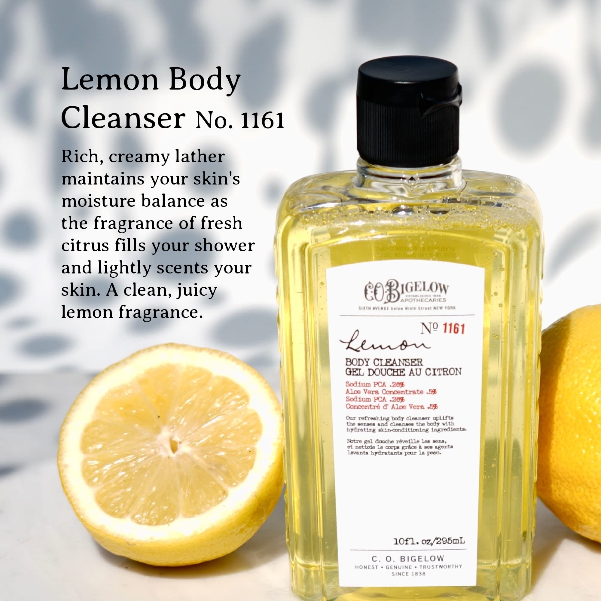 C.O. Bigelow Moisturizing Lemon Body Wash with Aloe Vera, Sodium PCA & Glycerin - Hydrating Shower Gel for Men & Women - 10 fl oz - Perfect for Dry Skin Care & Daily Refreshment
