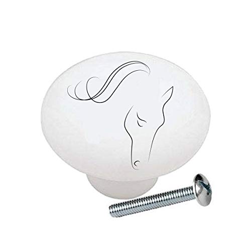 Elegant Horse Ceramic Drawer Knobs - Decorative Cabinet Pulls with Equine Design for Dresser & Cupboard (EH002) - Perfect for Farmhouse, Western & Equestrian Home Decor