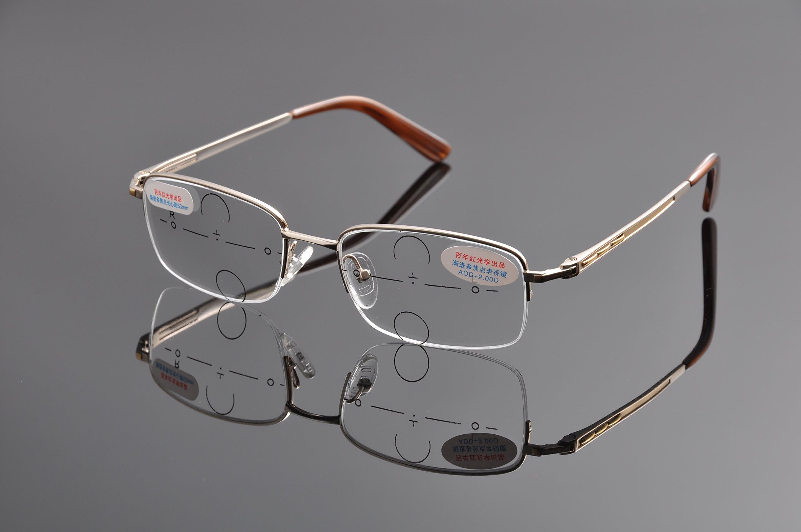 Stylish Men's Metal Progressive Reading Glasses - Silver & Gold Frames for Computer Work, Reading & Everyday Use