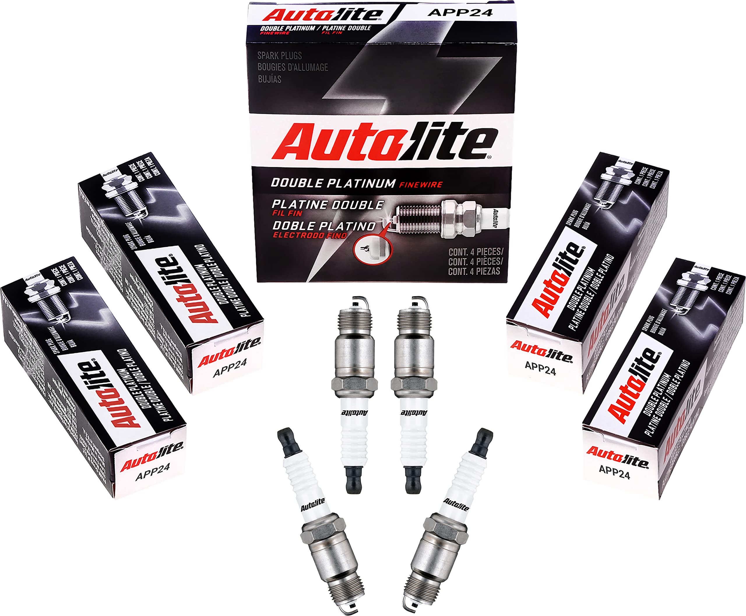 Autolite APP24 Double Platinum Spark Plugs - 4 Pack | High Performance Replacement for Cars & Trucks | Ideal for Daily Commuting, Highway Driving & Engine Maintenance