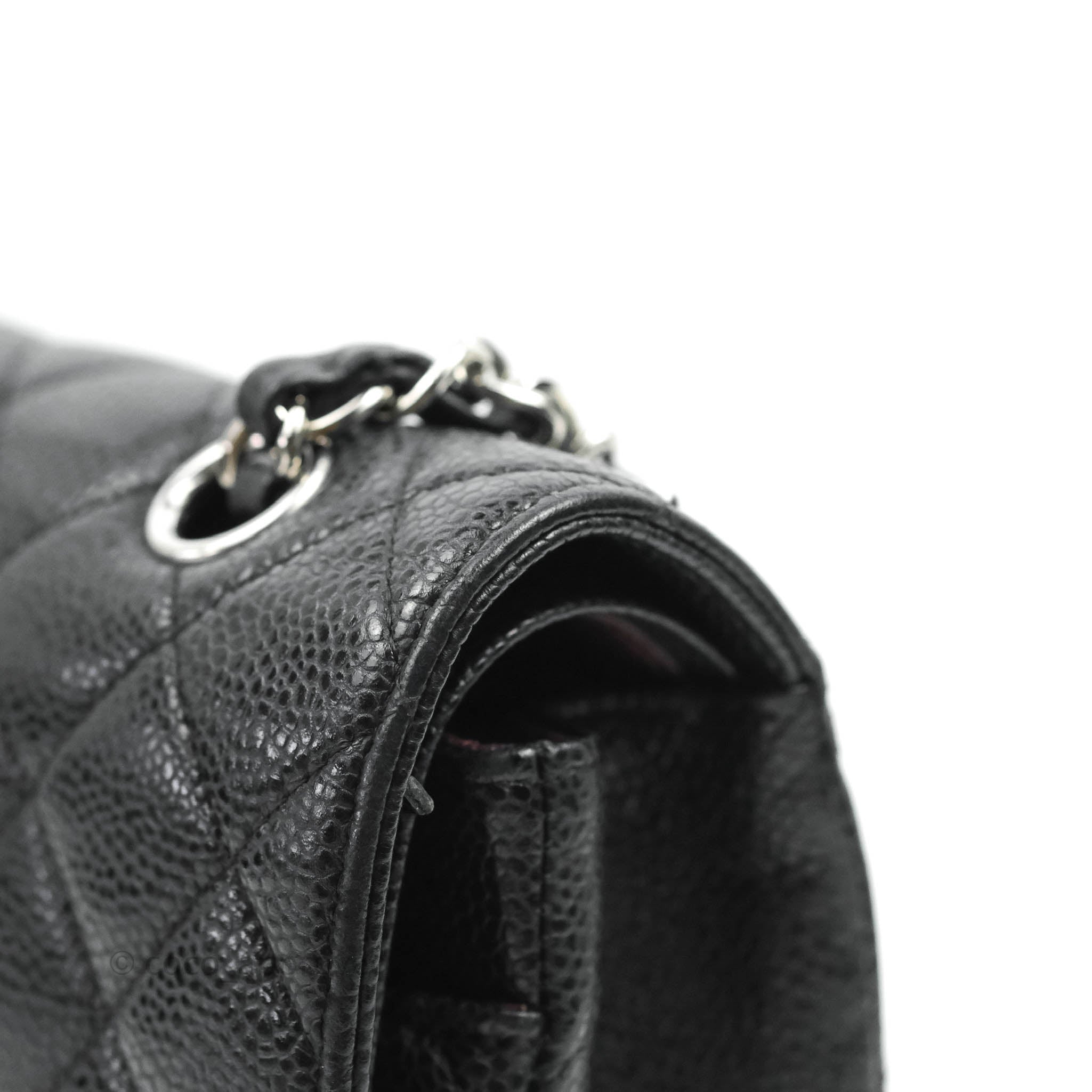 Chanel Classic Medium Double Flap Bag Black Caviar Leather with Silver Hardware - Luxury Designer Handbag for Women, Perfect for Work, Evening Events & Special Occasions