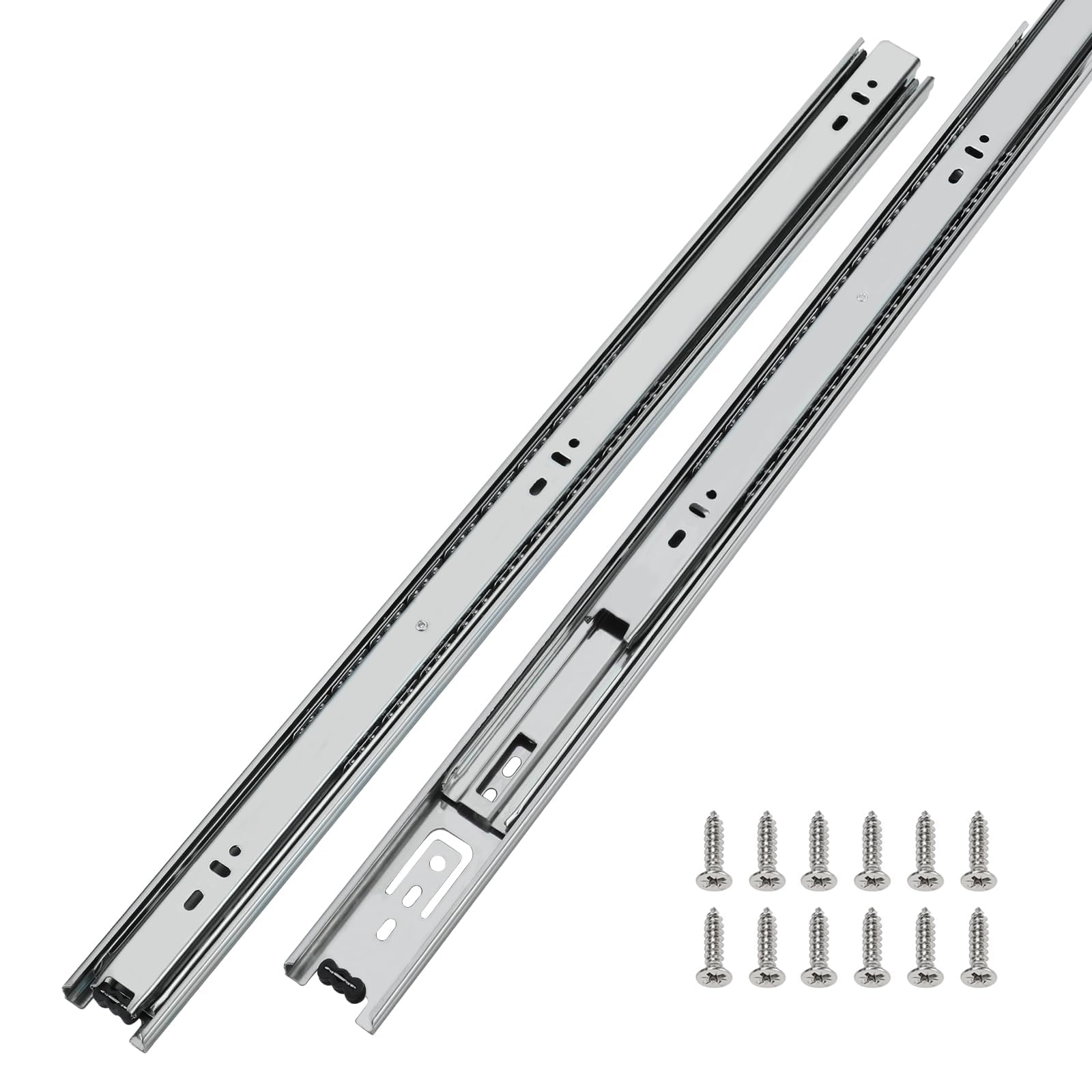 LONTAN 6 Pairs 16 Inch Heavy Duty Ball Bearing Drawer Slides - Silver Side Mount Cabinet Glides for Tool Box, Trash Can & Kitchen Drawers (100LB Capacity) | Perfect for Home Organization & DIY Furniture Projects