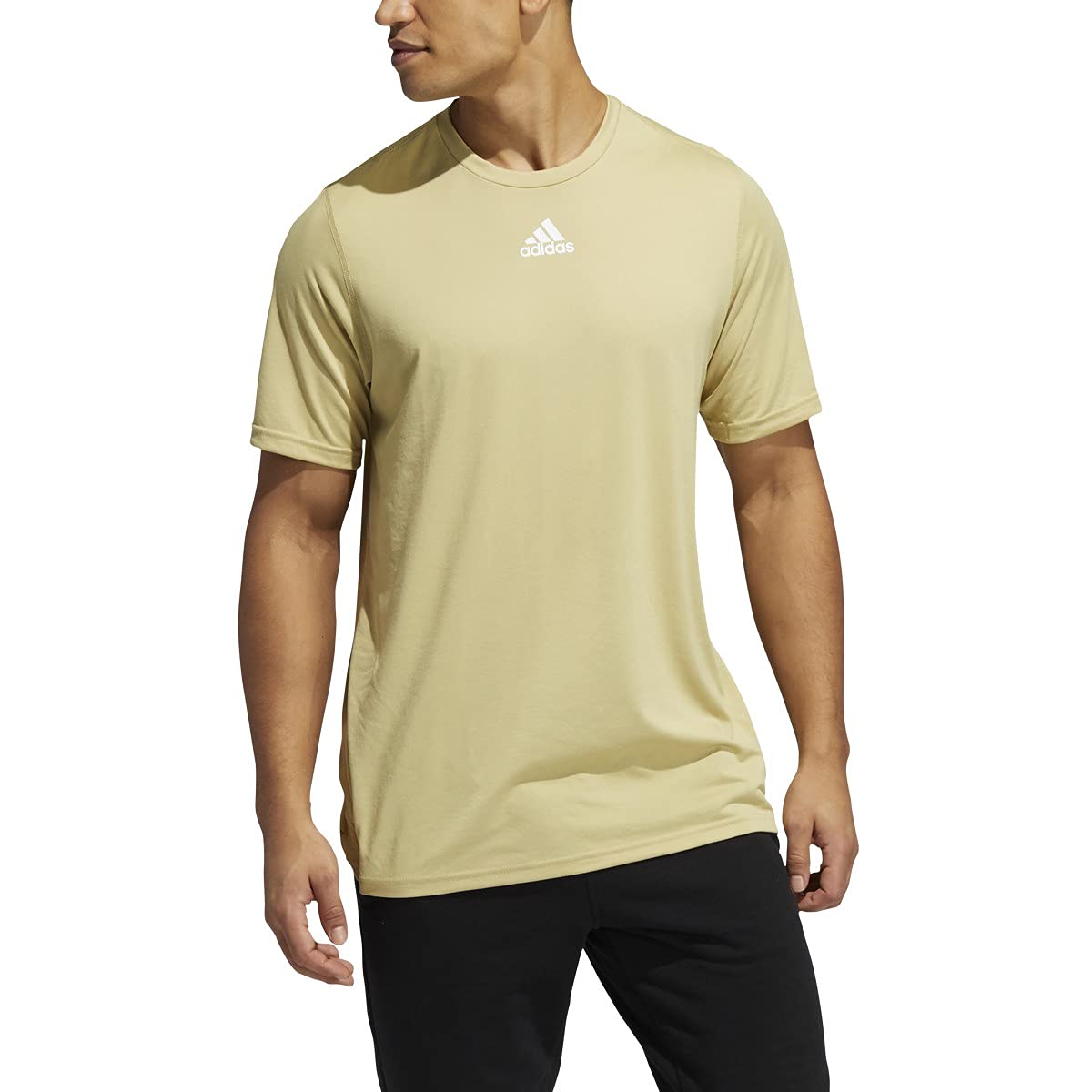 adidas Men's Creator Short Sleeve Training Shirt - Moisture Wicking Workout T-Shirt for Gym & Running - XLT Size in Sand-White Color
