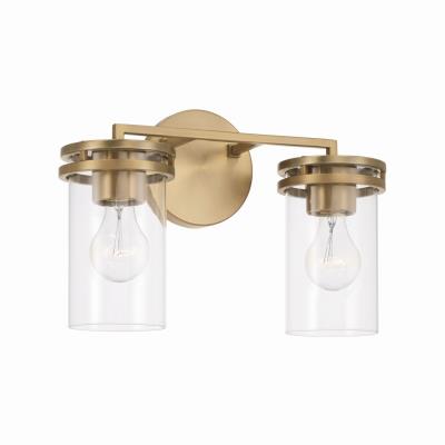 Stephanie Brass Vanity Light - Elegant Bathroom Wall Sconce with Clear Glass Shades - Perfect for Makeup Vanity, Dressing Room & Bathroom Lighting Decor