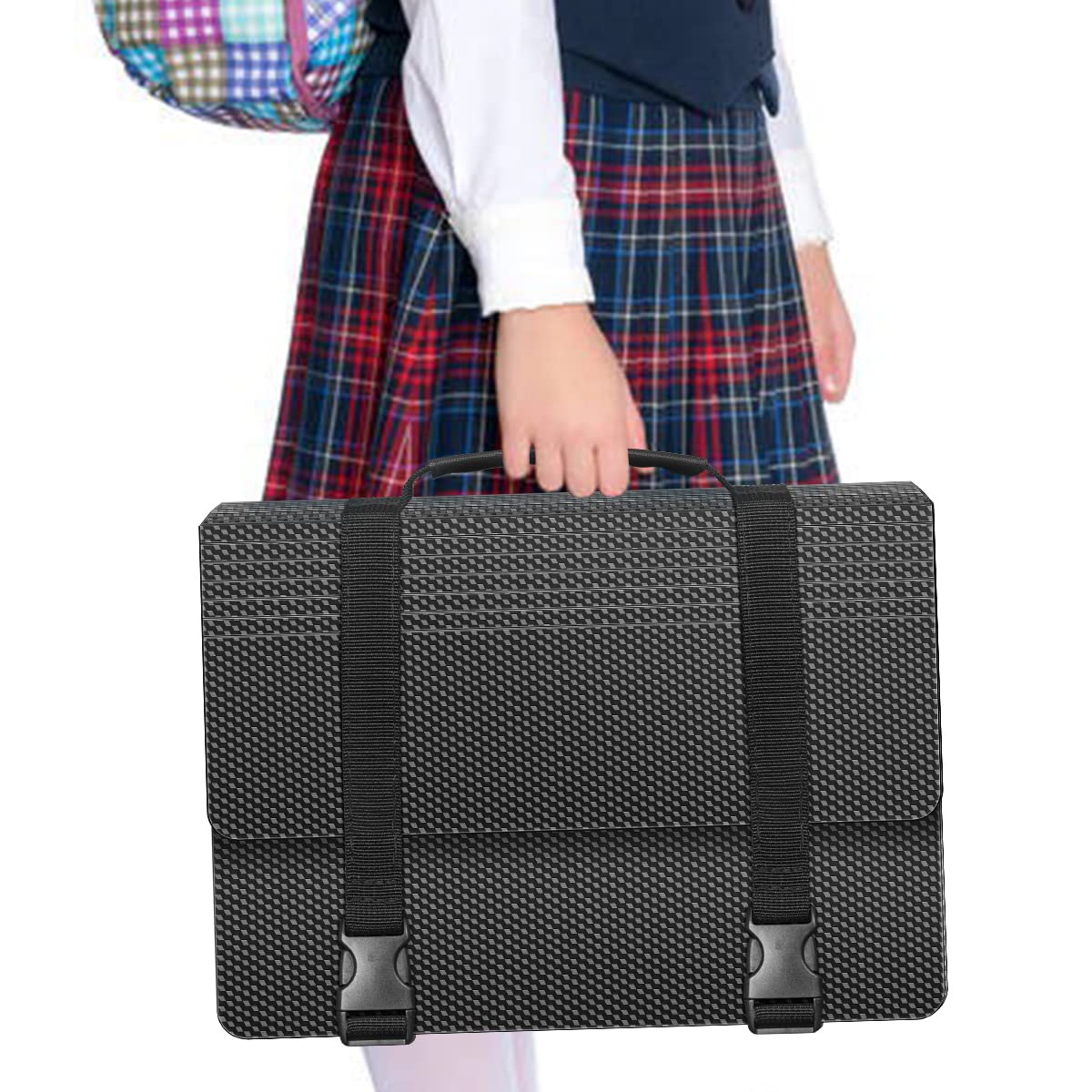 25-Pocket Expanding File Folder Organizer with Handle - Portable Accordion File Box for Receipts, Bills & Documents (A4/Letter Size) | 2 Adjustable Straps & Diamond Pattern | Perfect for Office, Home & Travel Organization