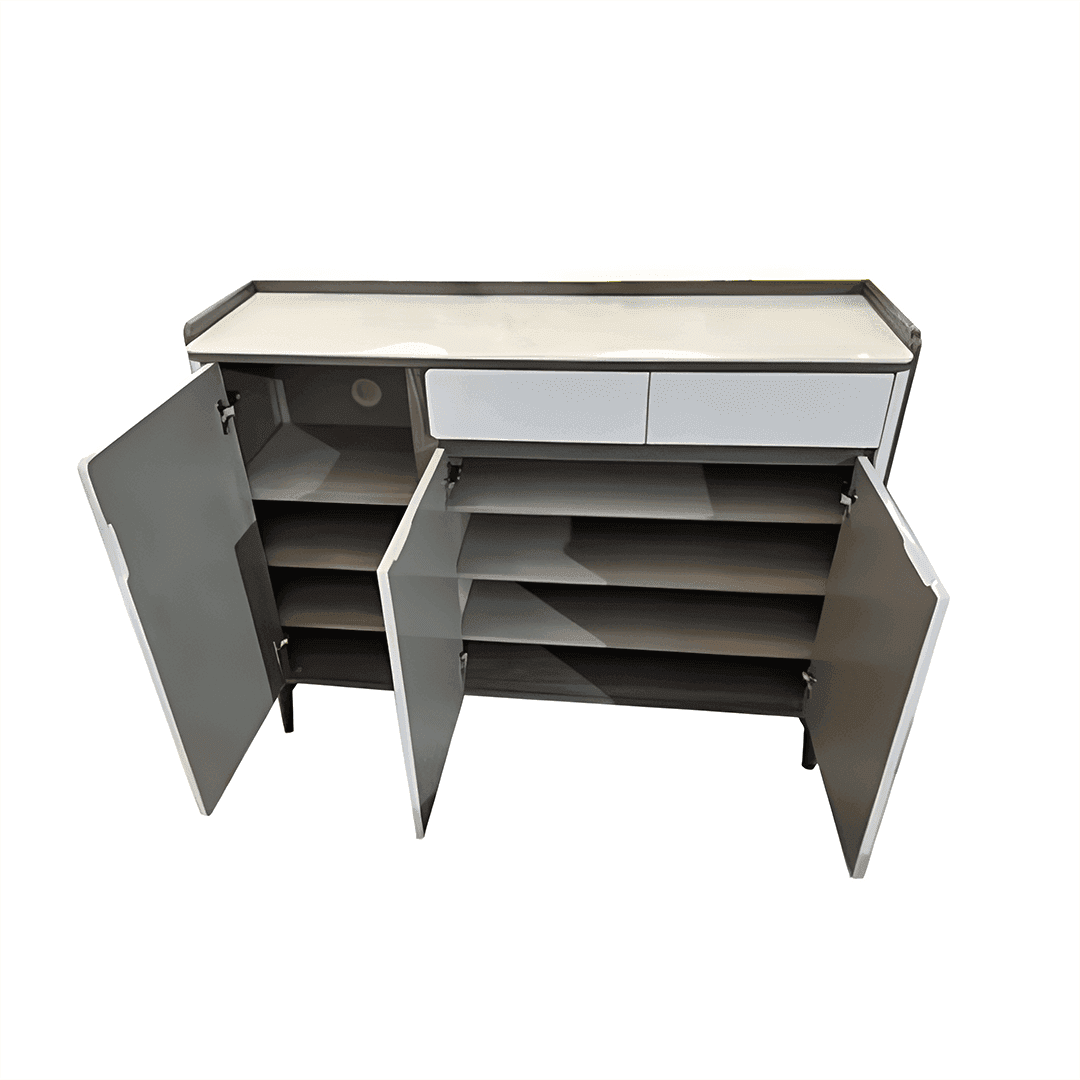 Jules 3-Door Shoe Storage Cabinet with Durable Sintered Stone Top - Perfect for Entryway, Mudroom, and Closet Organization