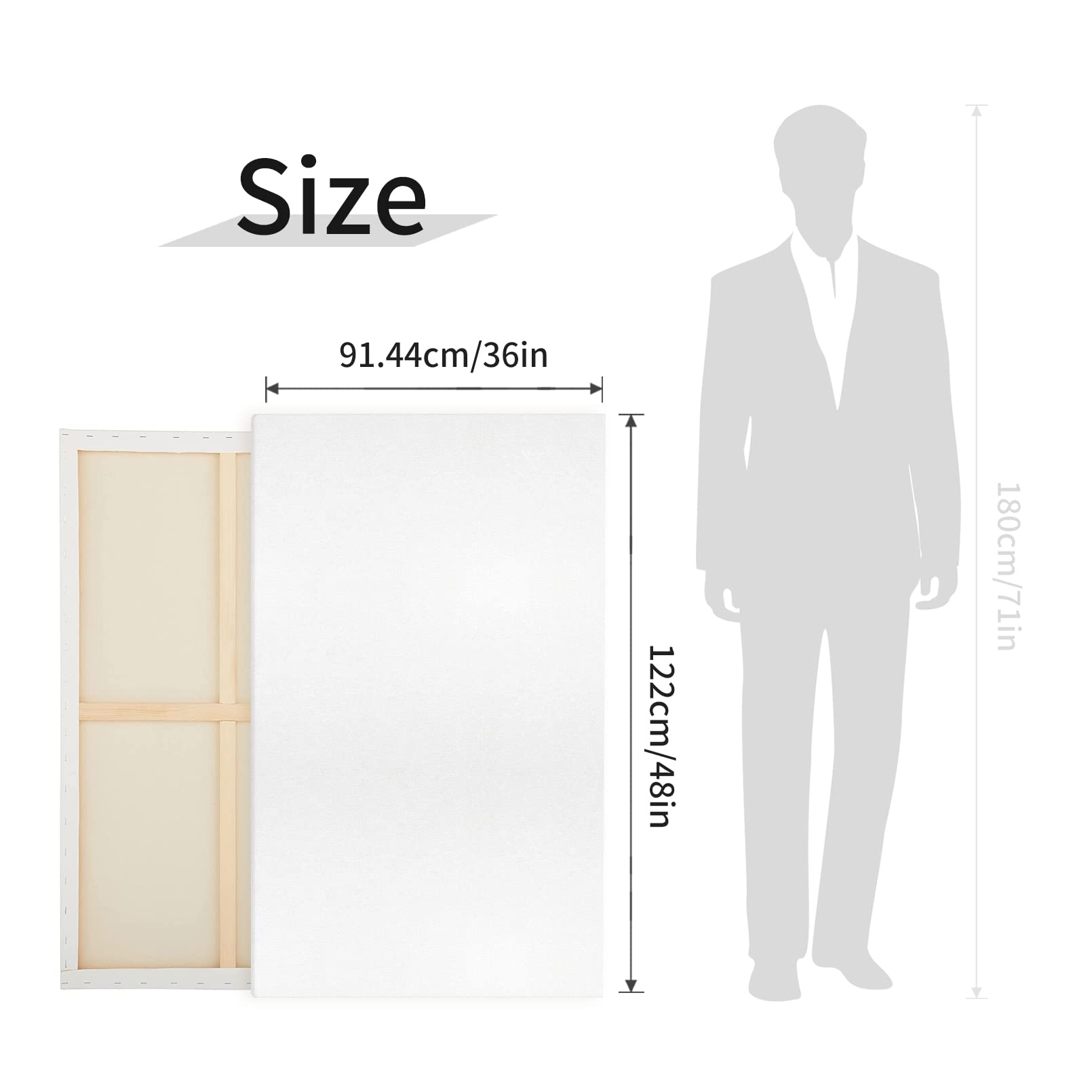 36x48 Inch Large Blank Canvas 2-Pack - 100% Cotton Triple Primed White Artist Canvas for Oil, Acrylic & Tempera Paints - Professional Fivefold Gesso Painting Canvases for Wet Art Media - Perfect for Studio, Classroom & Home Art Projects