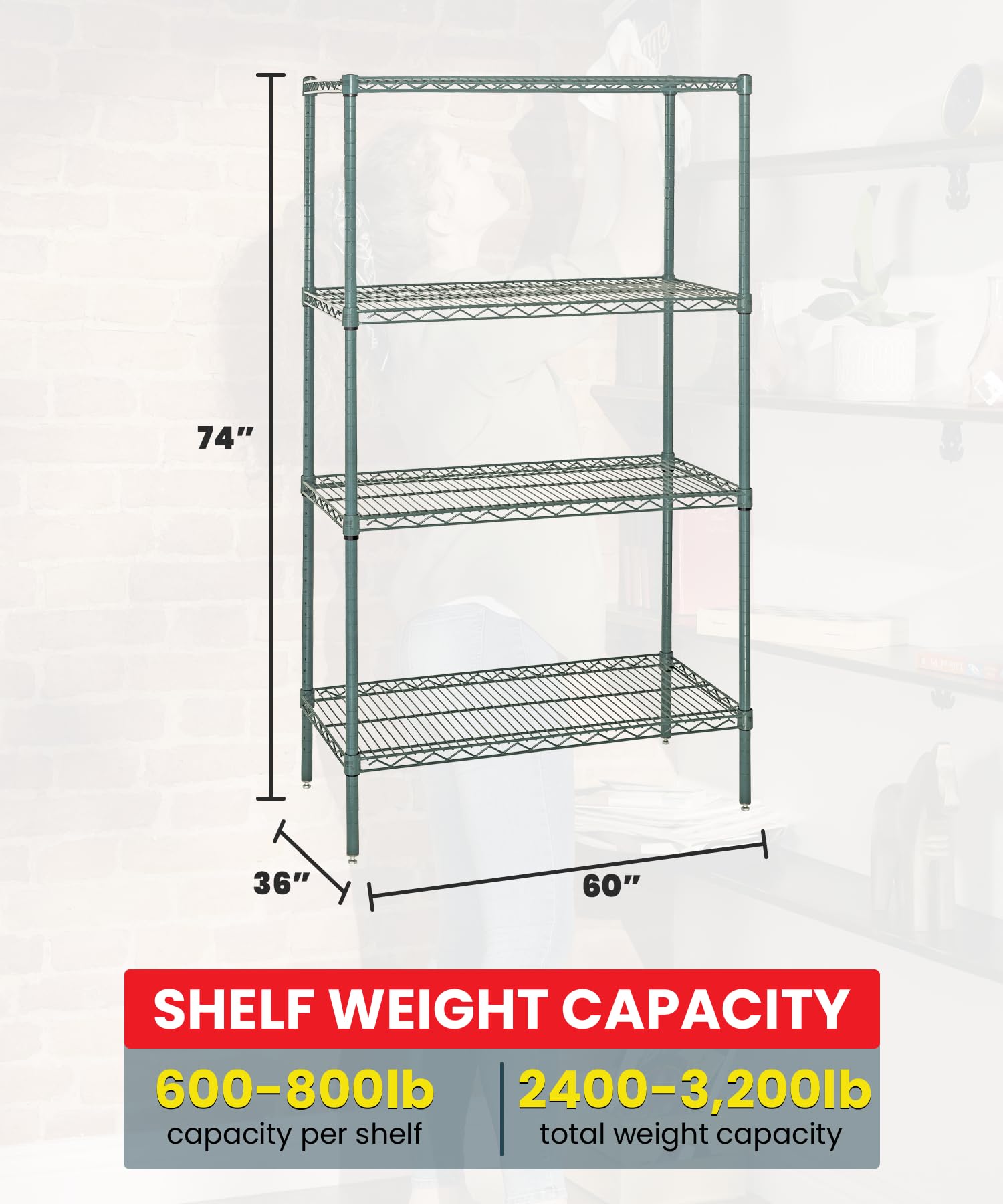 Quantum Storage Systems WR74-3660P 4-Tier Wire Shelving Unit - 74