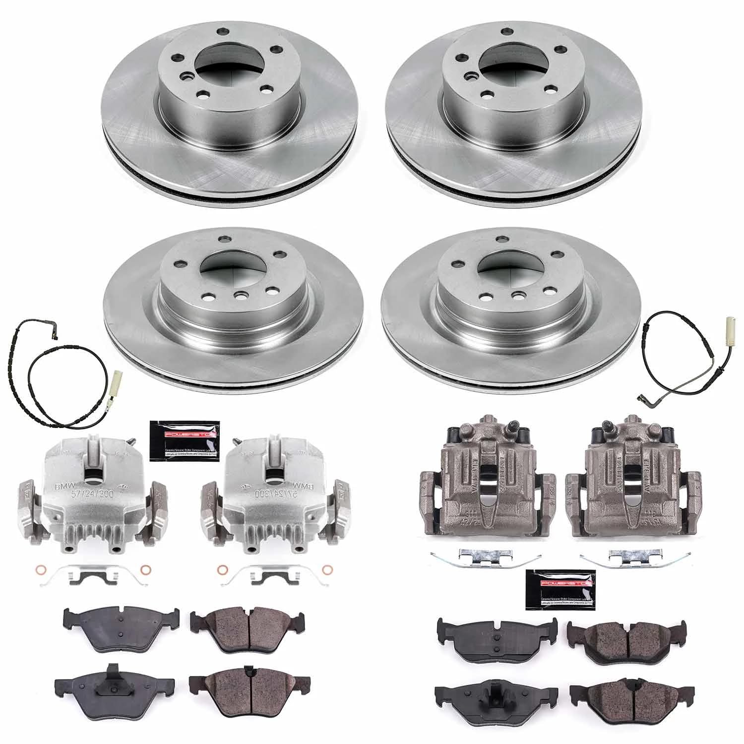 Power Stop KCOE4106 Front & Rear Brake Caliper Kit with Rotors & Pads - Compatible with 2007 BMW 328i | Complete Brake System Upgrade for Smooth Stopping & Performance Driving
