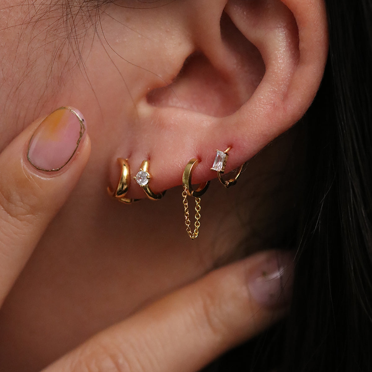 Cubic Huggie Earrings for Women - Minimalist Gold Hoop Earrings for Everyday Wear | Perfect for Work, Date Night & Casual Outfits
