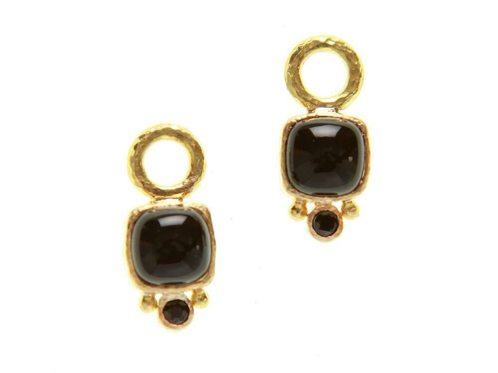 Elizabeth Locke Cushion Cabochon Onyx Earrings - Elegant Black Gemstone Jewelry for Women - Perfect for Parties, Weddings & Evening Events