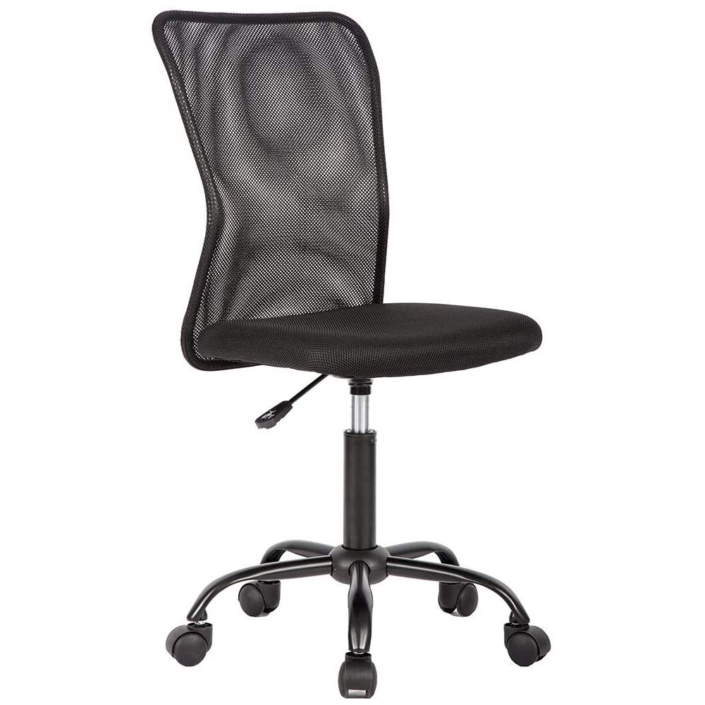 Ergonomic Mesh Office Chair - Mid Back Computer Desk Chair with Lumbar Support, Height Adjustable & Swivel Rolling, Armless Task Chair for Home Office - Perfect for Long Work Hours & Remote Work (Black)