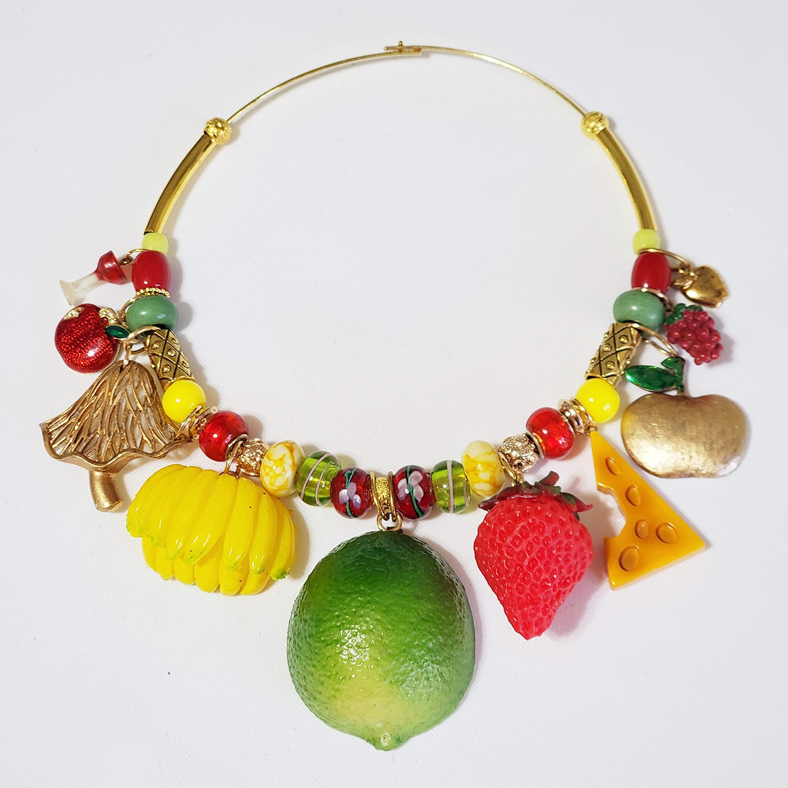 Vintage Fruit Wine Cheese Food Jewelry Set - Necklace, 2 Earrings & Keychain | Unique Handmade Gift for Wine Lovers, Cheese Enthusiasts | Perfect for Wine Tasting Parties, Gourmet Gifts & Foodie Fashion