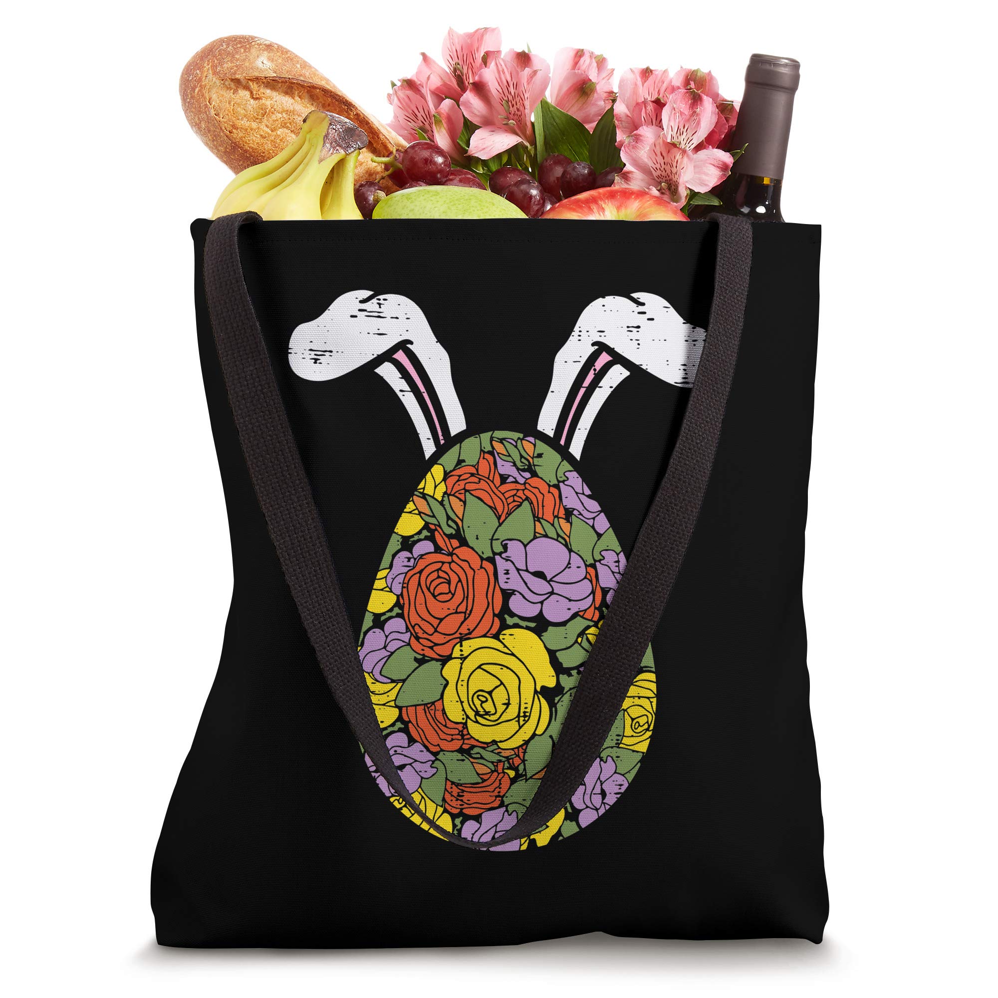 Floral Egg Rabbit Bunny Ears Easter Tote Bag for Women - Cute Spring Gift Idea for Girls, Perfect for Easter Egg Hunts & Spring Outings