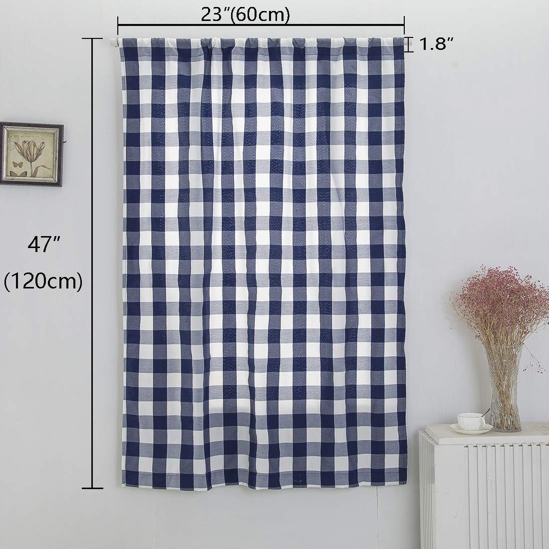 Buffalo Check Plaid Balloon Drape Gingham Window Valance - Semi Blackout Rod Pocket Curtain Panel for Farmhouse Kitchen & Small Windows (47