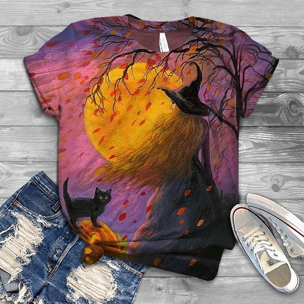 Lozeny Women's Cool Cat Graphic Colorblock Pullover T-Shirt - Short Sleeve Crewneck Casual Top for Sports & Everyday Wear | Perfect for Gym, Running, Streetwear & Lounge Fashion