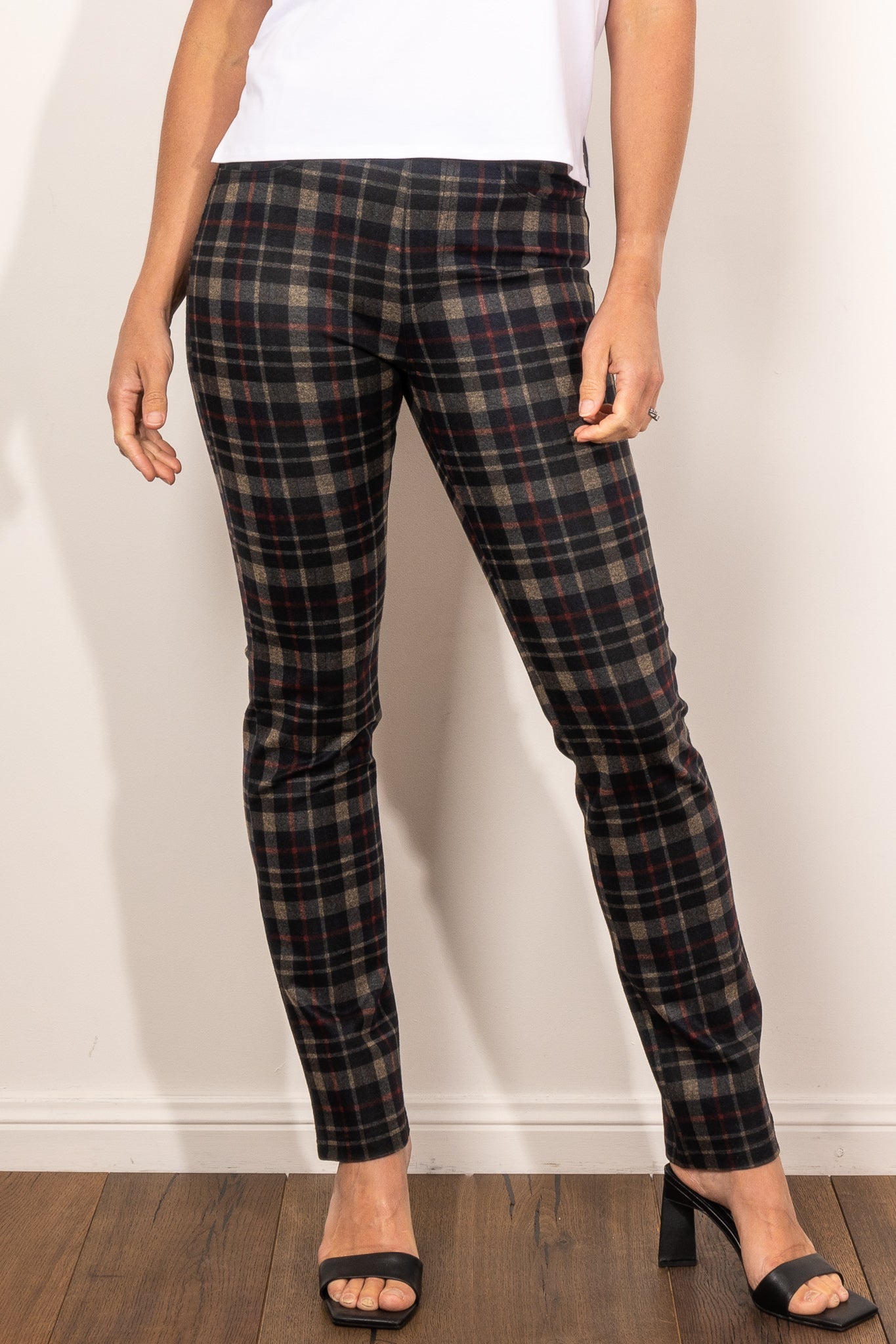 Vassalli Hyde Slim Leg Ponti Pants for Women - High Waisted Stretch Ponte Pants for Work, Office & Business Casual Wear